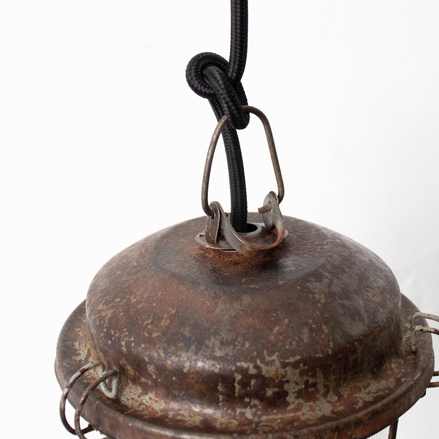 Vintage industrial Gitterlampe mit Schutzgitter Ø 16 cm