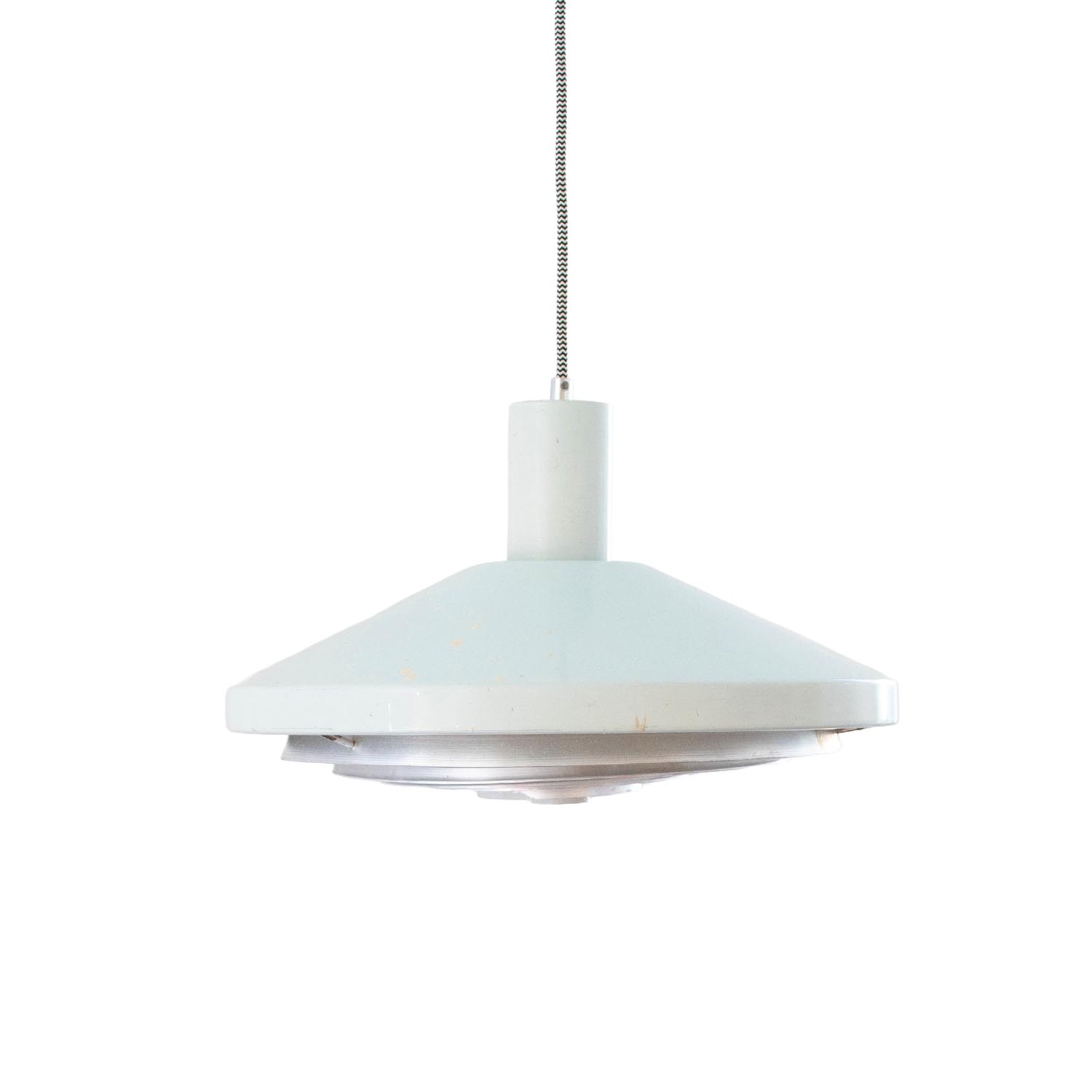 DDR Designklassiker große Pendelleuchte P 605 (Wolfgang Dyroff / PGH Halle) – Pastellblau (Kleine Variante)