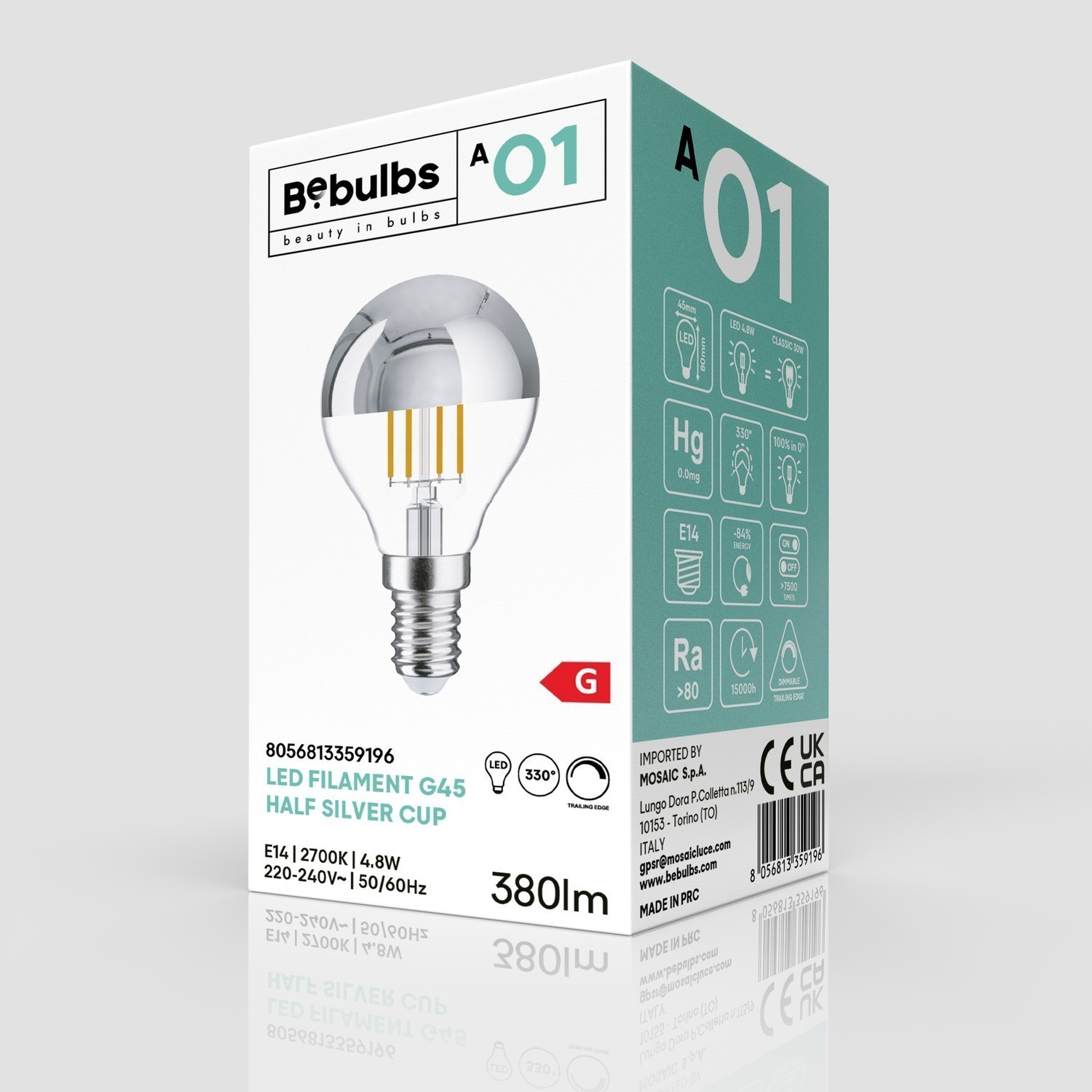 E14 Kopfverspiegelte LED-FILAMENT Kugel 4,5 W 380 lm Leuchtmittel
