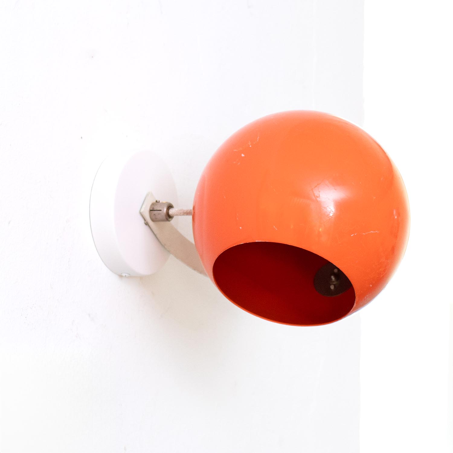 Retro 70er Orange Kugel Wandlampe "Erco 57307" Ø 19 cm Retro 70er Orange Kugel Wandlampe "Erco 57307" Ø 19 cm