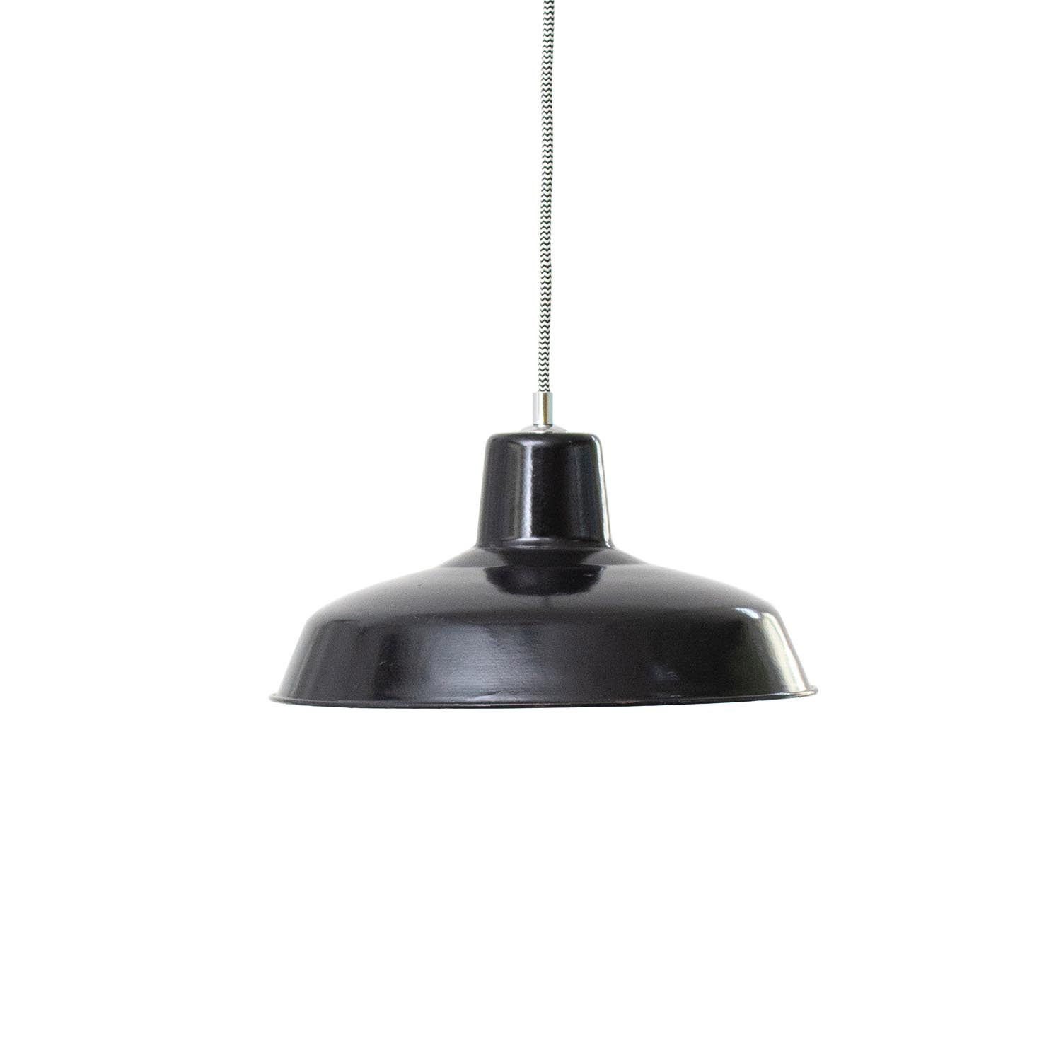 Schwarze französische vintage Emaille Hängelampe Ø 30 cm