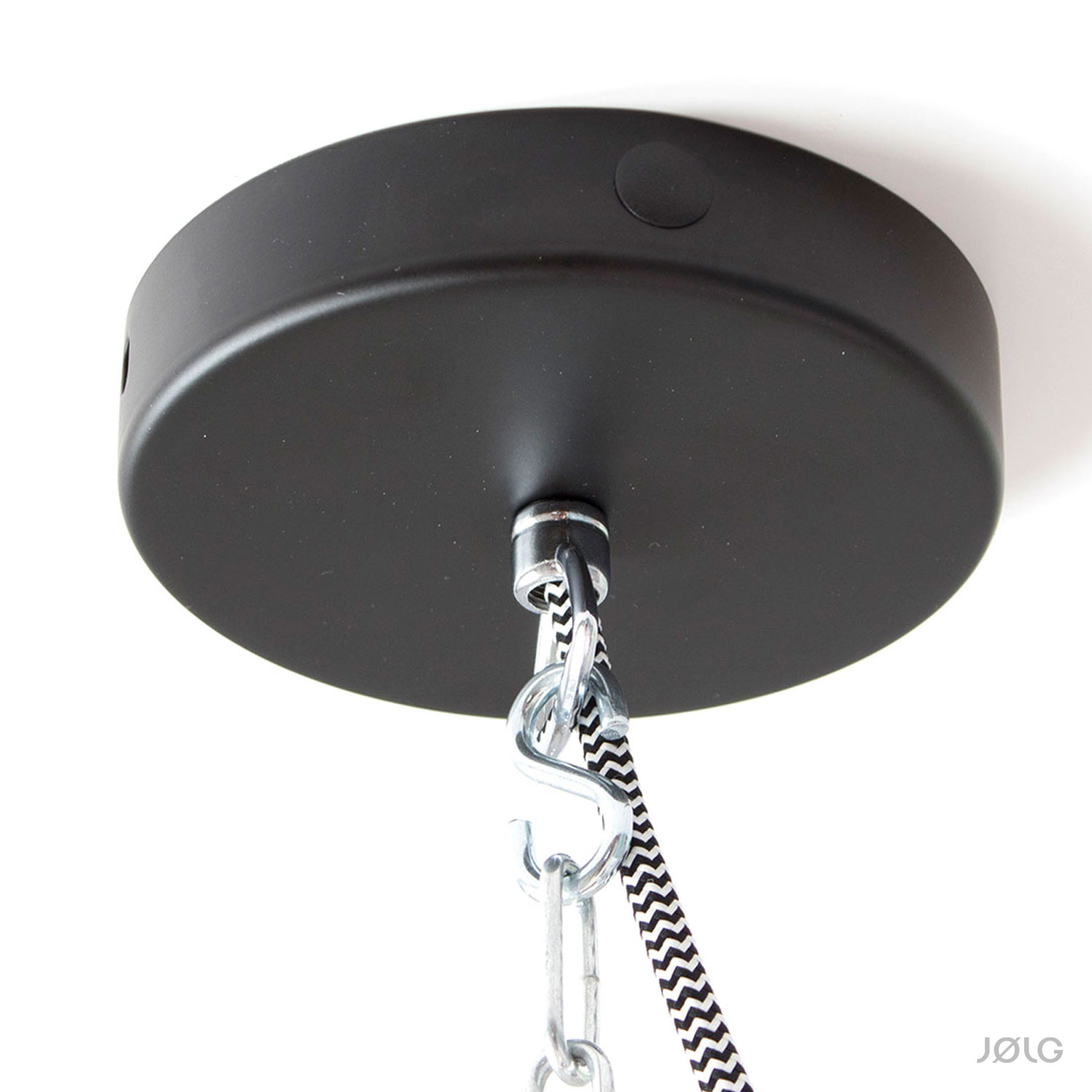 metall_kette_schwarz_01 Metall Baldachin Schwarz für Kettenaufhängung (mit Seitenauslass) Kettenbaldachin