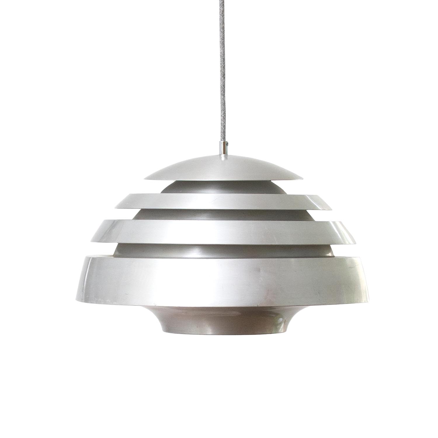 Vintage Lichtspiel Lamellen Hängelampe Aluminium 60er Jahre ø 42 cm