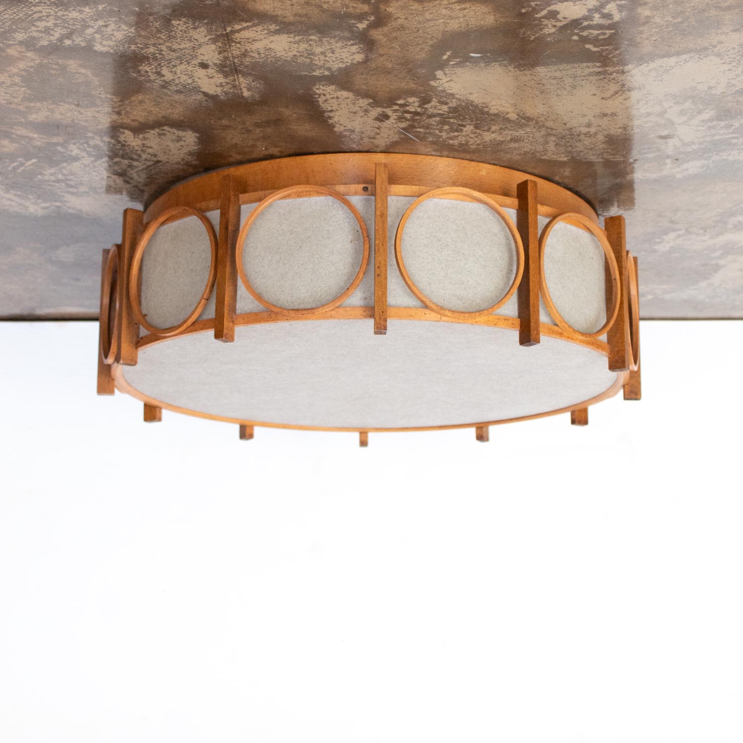 Große midcentury Cocoon Deckenleuchte Teak ø 52 cm