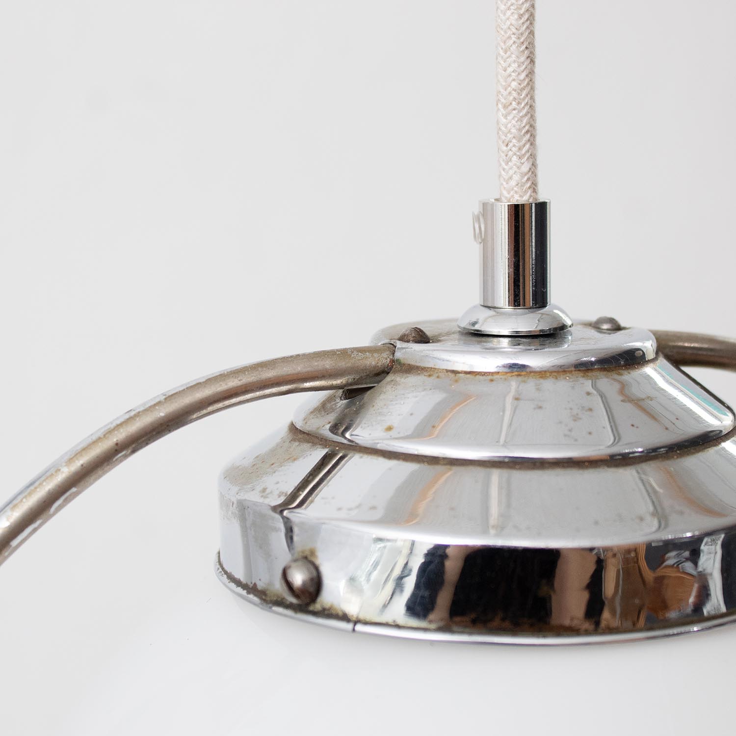 Vintage Saturn Kugel Hängelampe Opalglas Art-Déco Ø 27 cm