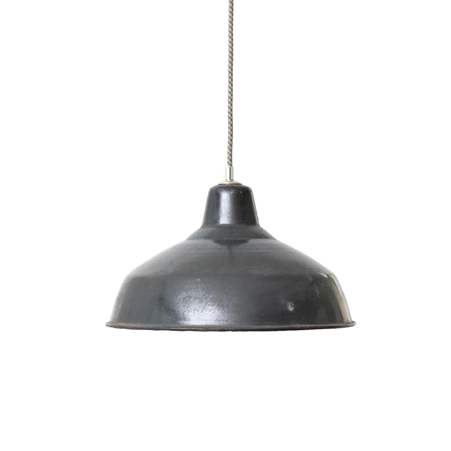 Vintage französische anthrazit Patina Fabriklampe Ø 34 cm