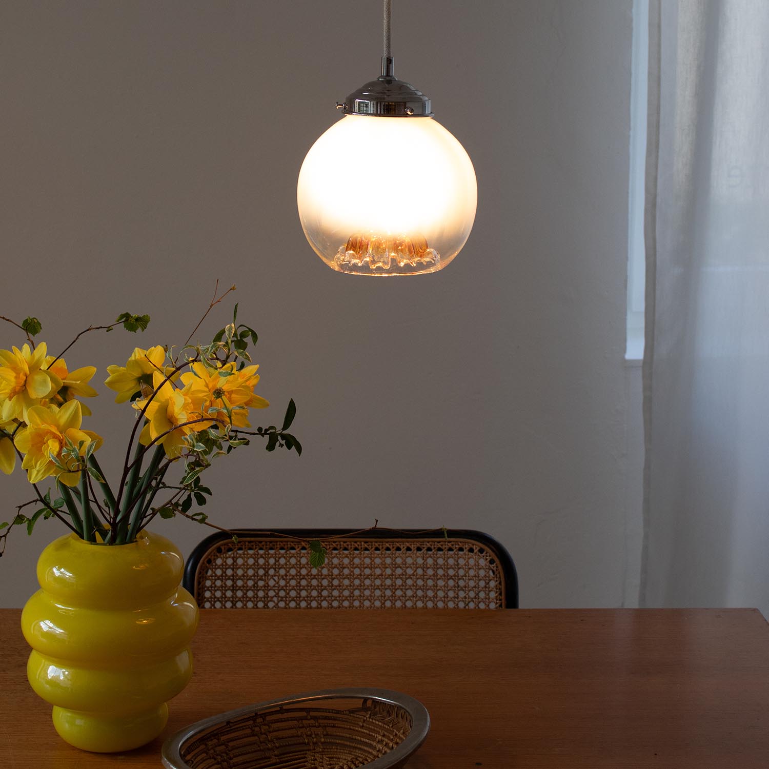 Midcentury Murano Mezzega Glaskugel Hängelampe Ø 18 cm