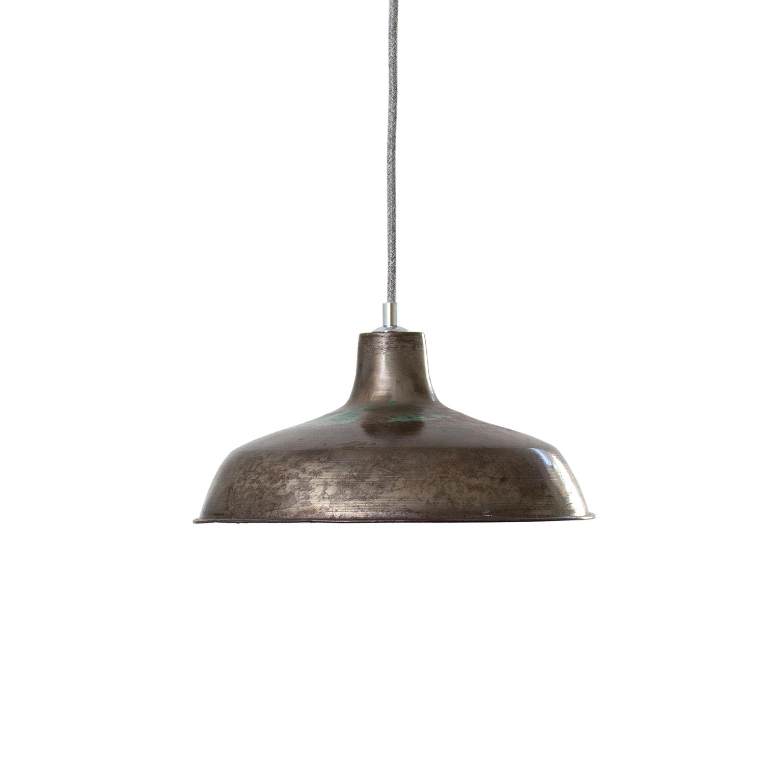 Metall graue Patina vintage Fabriklampe Roh-Stahl mit Farbresten Ø 32 cm