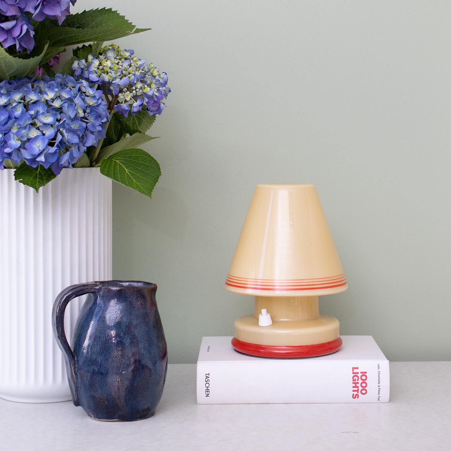Kleine Art-Déco Glas Tischlampe aus Frankreich