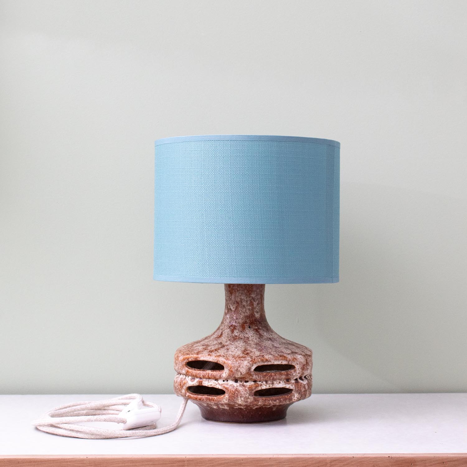 Midcentury Tischlampe Keramik Fat Lava Petrol Tischlampe