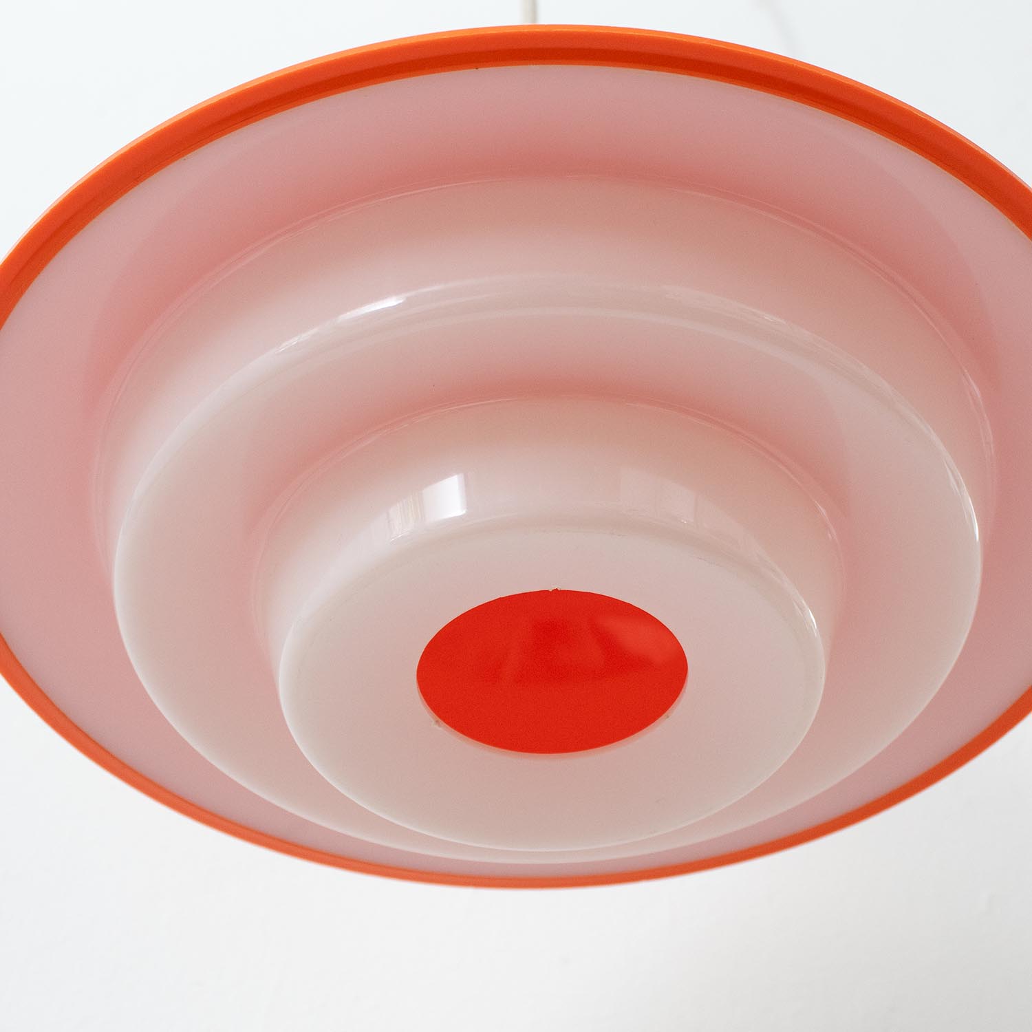 Vintage orange Retro Hängelampe Ø 34 cm getreppt