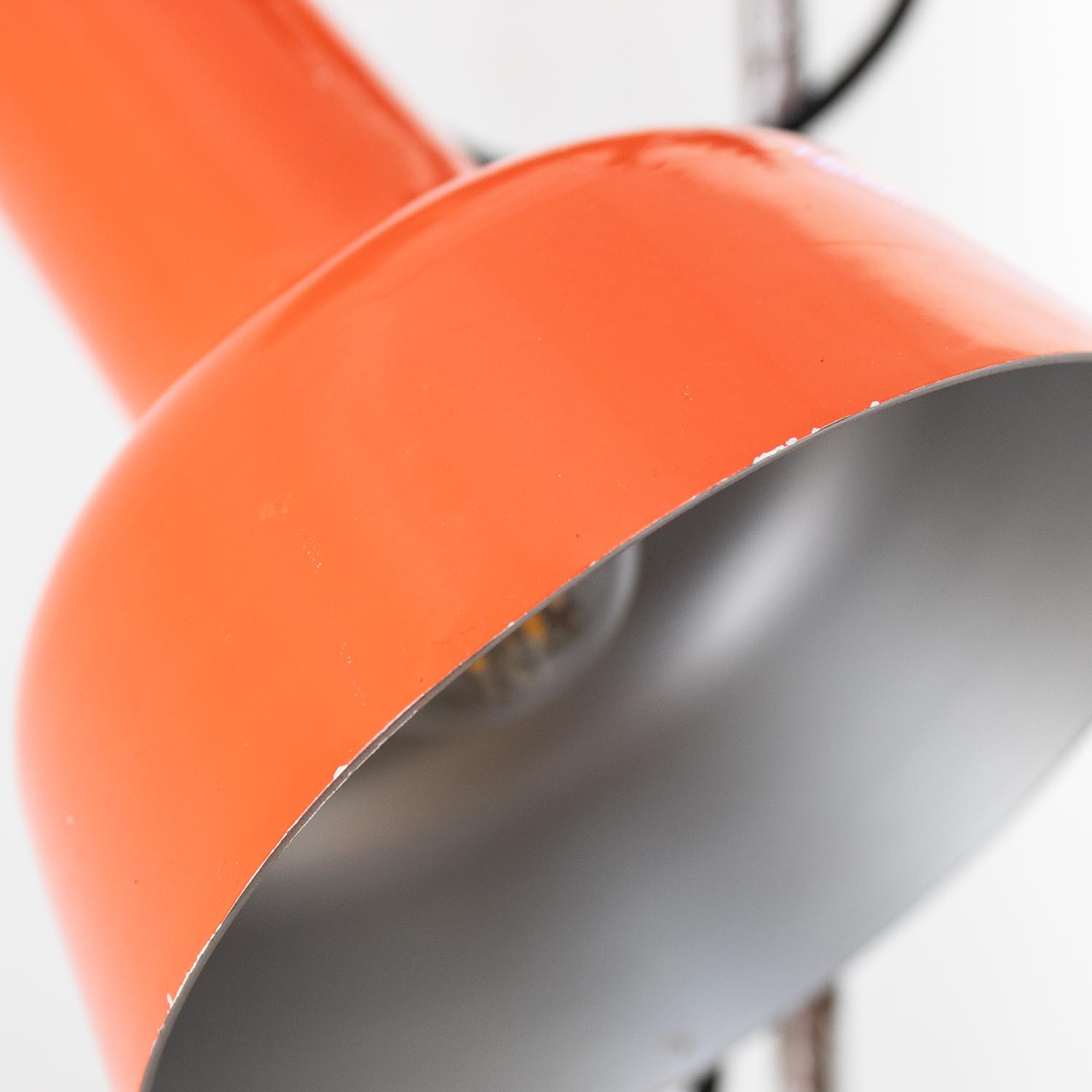 Vintage Stehlampe Orange mit 2 Spots 1970er mit Marmorsockel