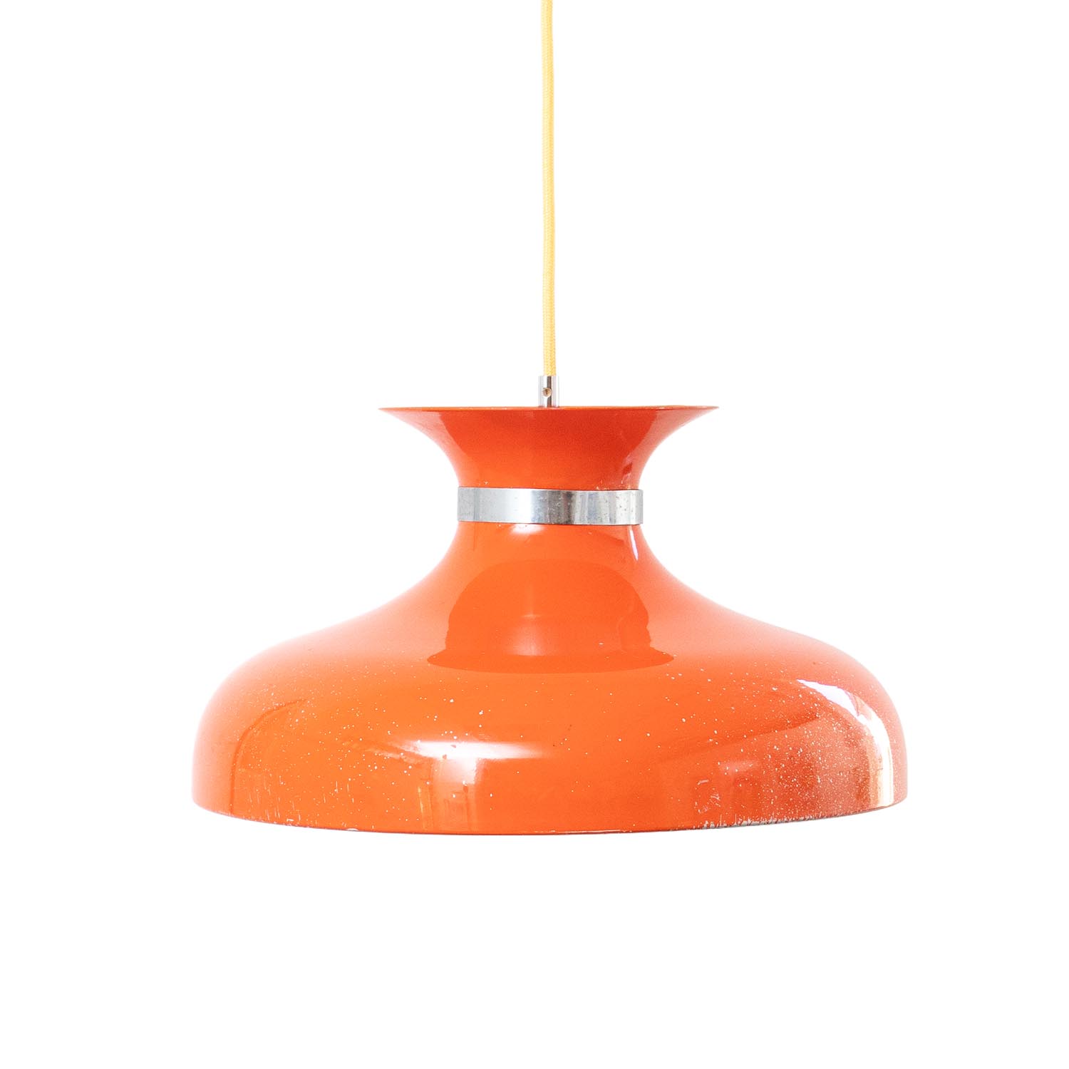 Vintage 70er Jahre Hängelampe Orange – Mid-Century Retro Pendelleuchte ø 42 cm