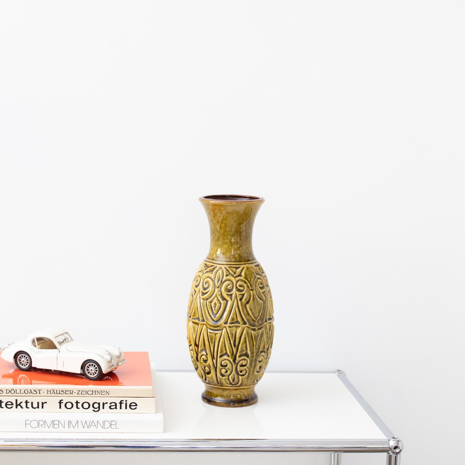 Vintage Keramik Vase CARSTENS TONNIESH0F Olivgrün W. Germany 1960er