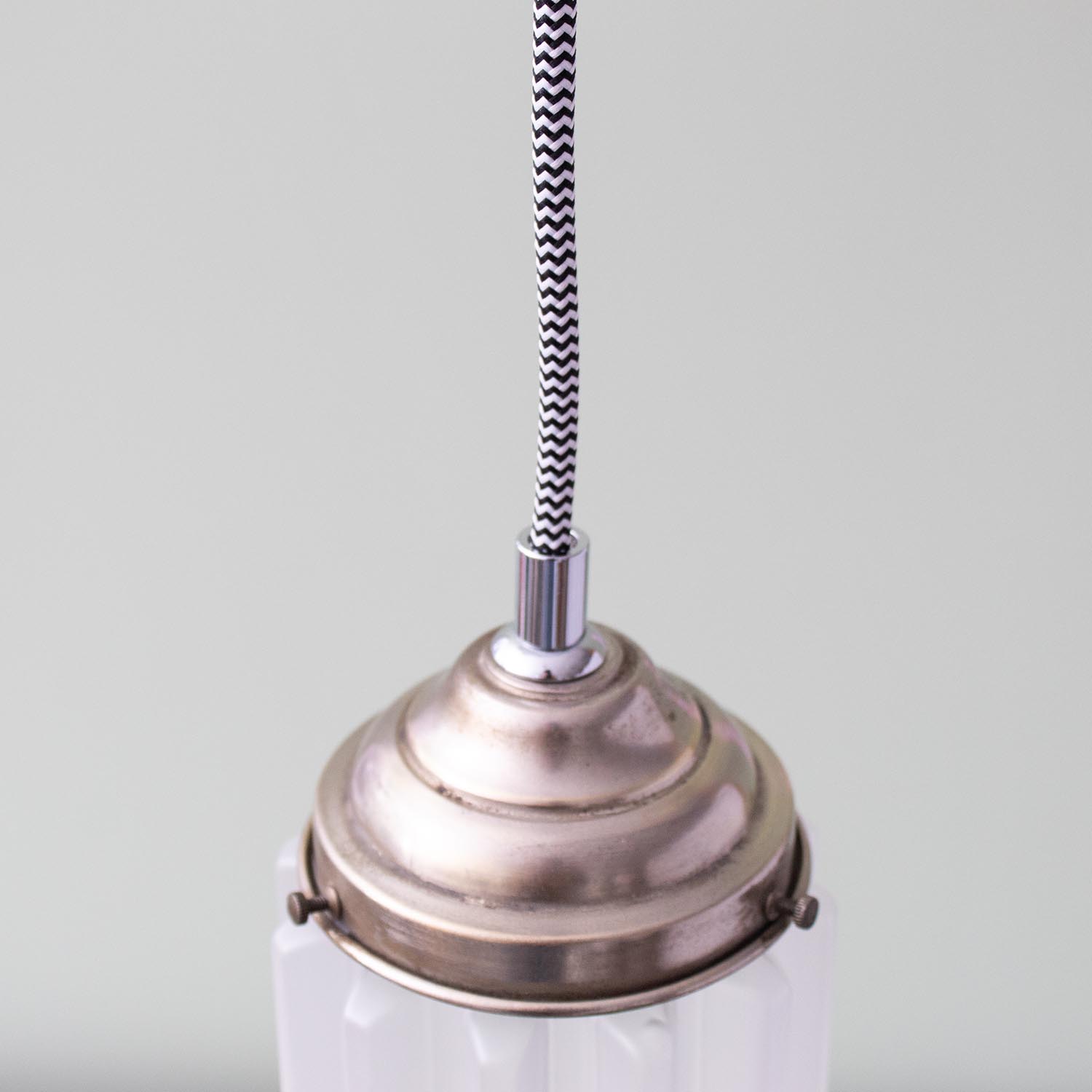 Vintage Glas-Hängelampe satiniert "Skyscraper" Ø 10 cm
