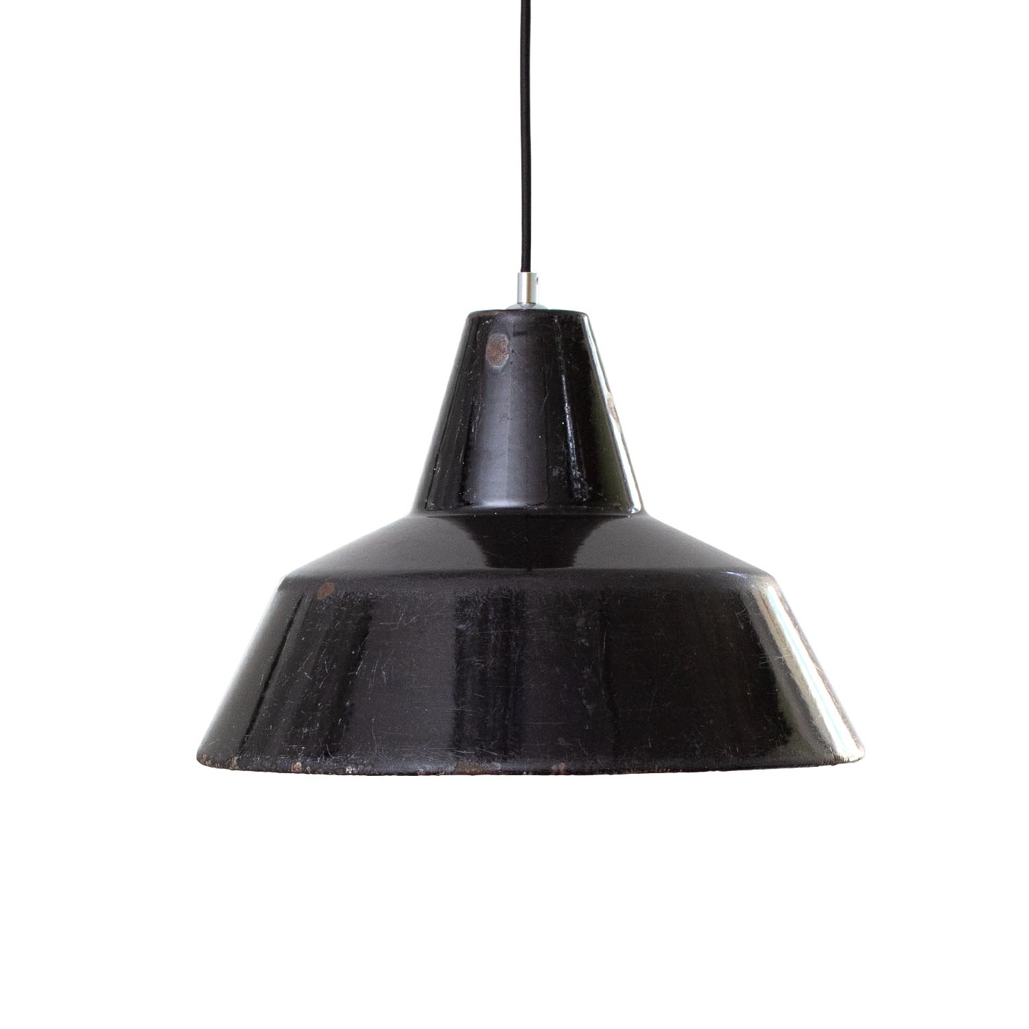 Schwarze skandinavische Bauhaus Emaille Industrielampe Ø 38 cm