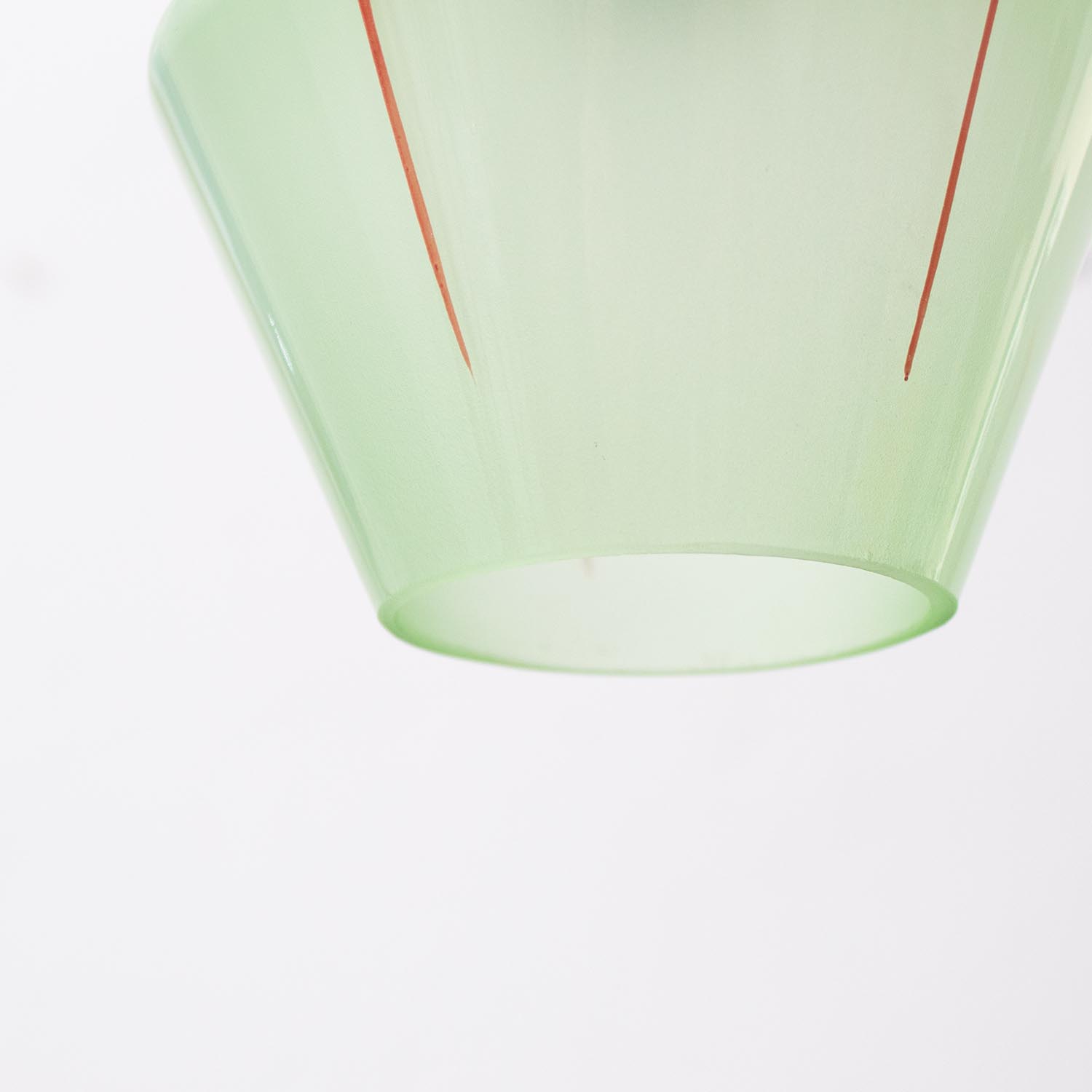 Vintage mini Glas Hängelampe Grün-Rot Art-Déco Ø 11 cm