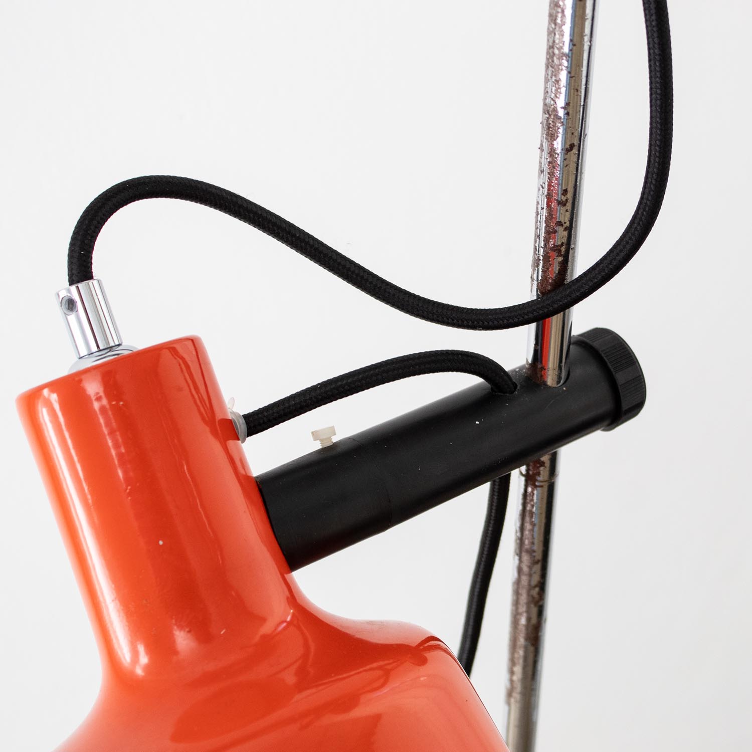Vintage Stehlampe Orange mit 2 Spots 1970er mit Marmorsockel