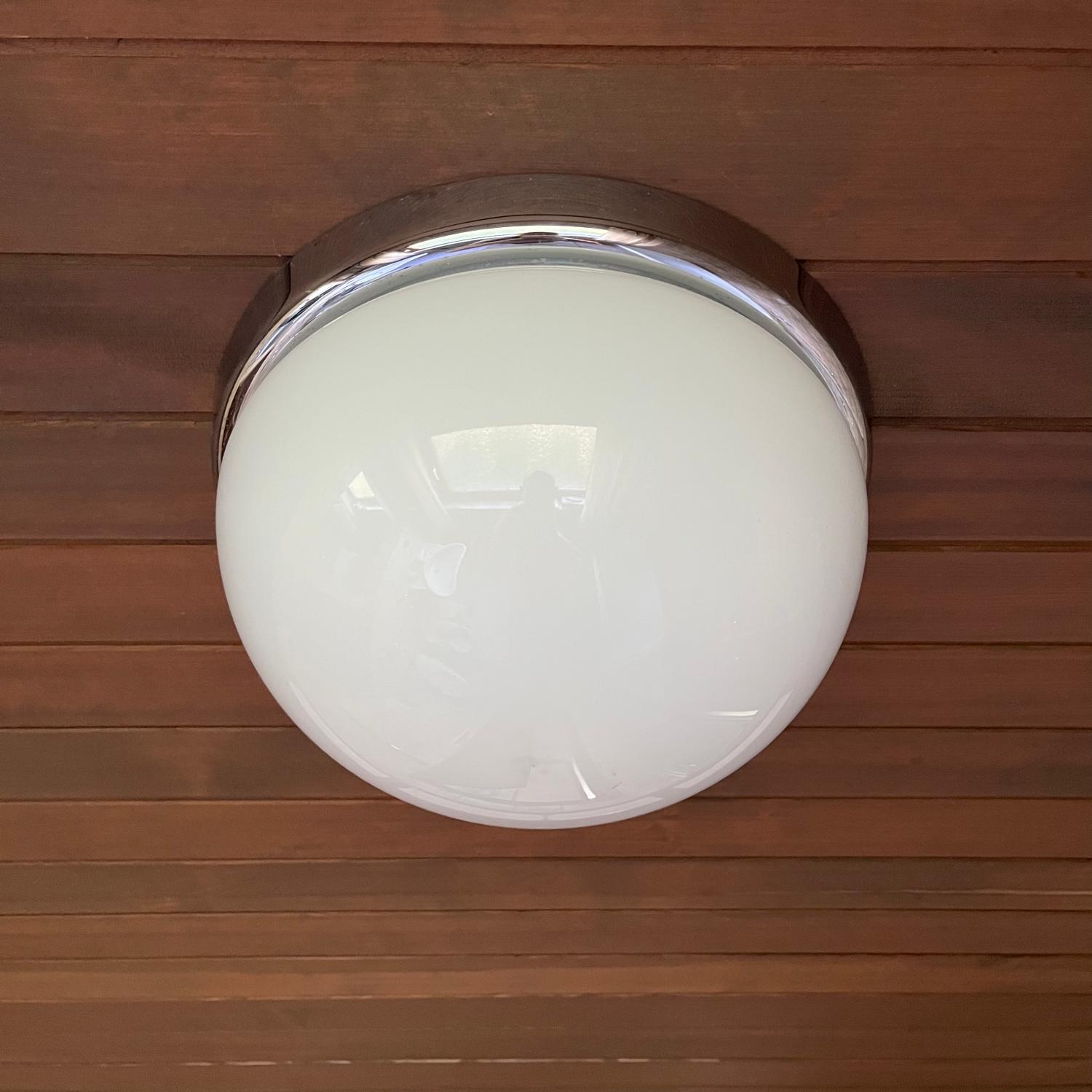 Vintage Glashütte Limburg Deckenleuchte A642 Chrom Badlampe