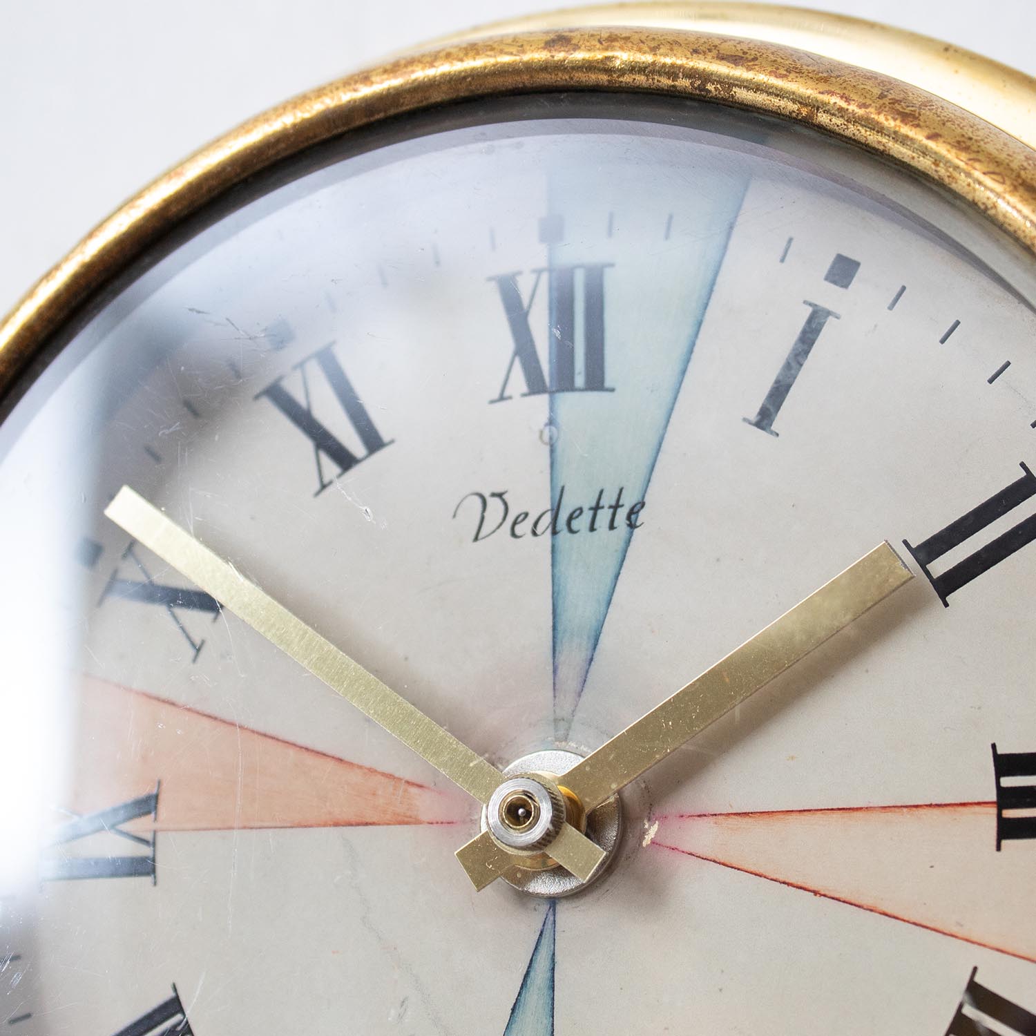 Alte kleine Vedette Funksektoren Messing Schiffsuhr Ø 18 cm Uhr Wanduhr