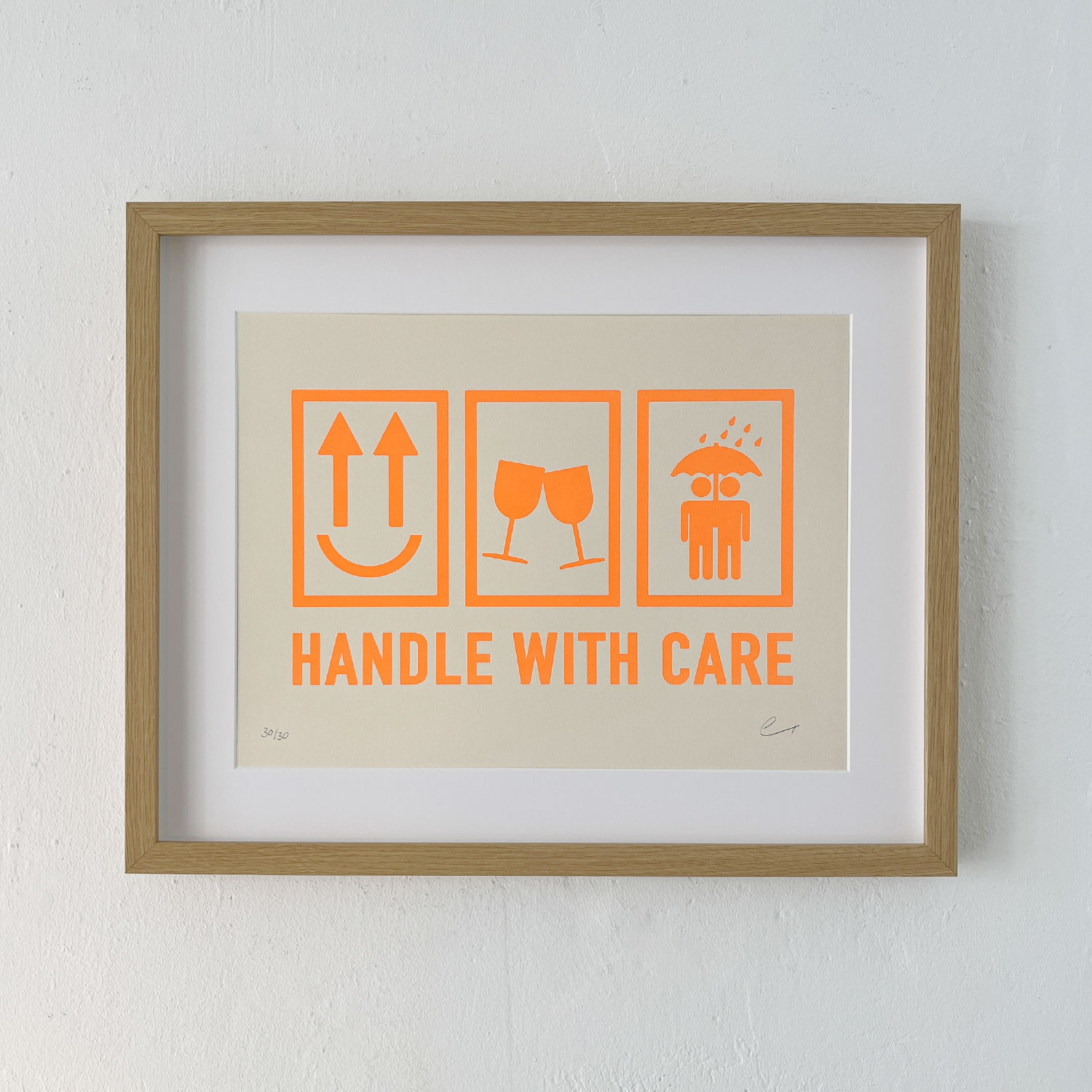 Print | Handle With Care Neonorange | limitierter Siebdruck 40 x 30 cm