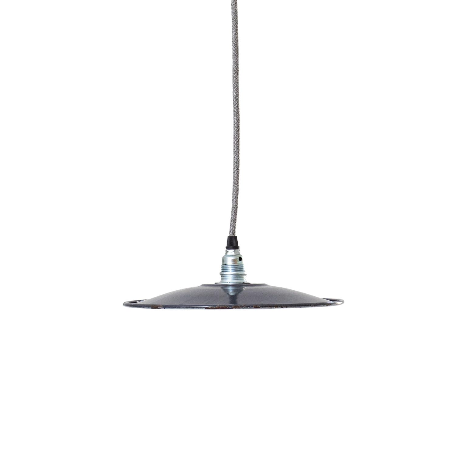 Alte flache nachtblaue Emaille Hängelampe Ø 25 cm