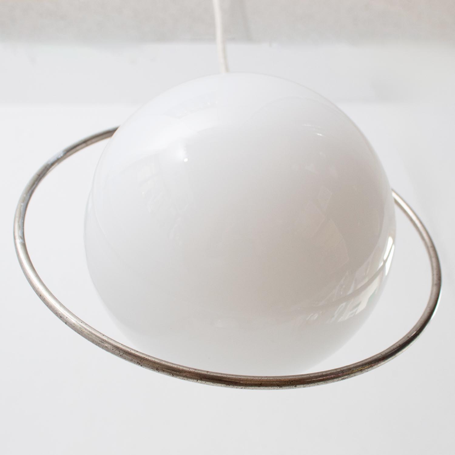 Vintage Saturn Kugel Hängelampe Opalglas Art-Déco Ø 27 cm