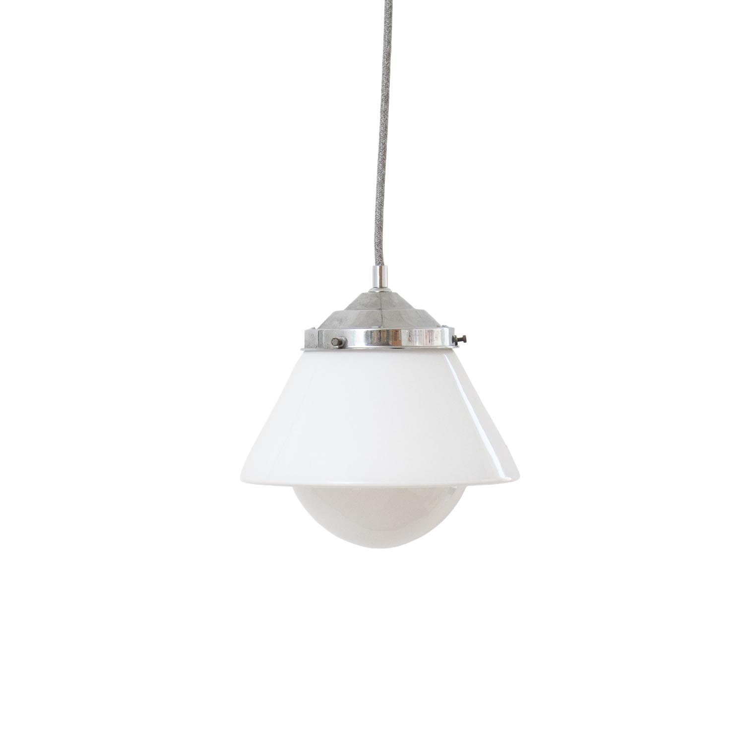 Vintage Opalglas Hängelampe Weiß – Bauhaus Design Pendelleuchte