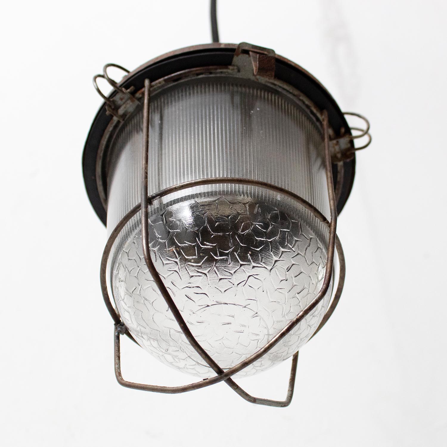 Vintage industrial Gitterlampe mit Schutzgitter Ø 16 cm