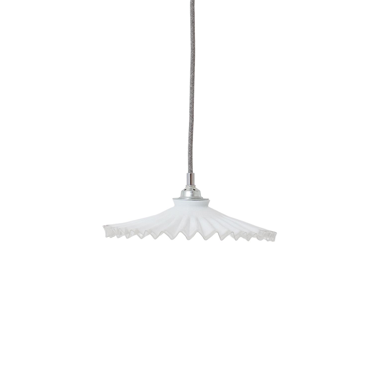 Alte französische Zick-Zack Glas Hängelampe von 1930 Ø 26 cm Art-Déco Opalglas