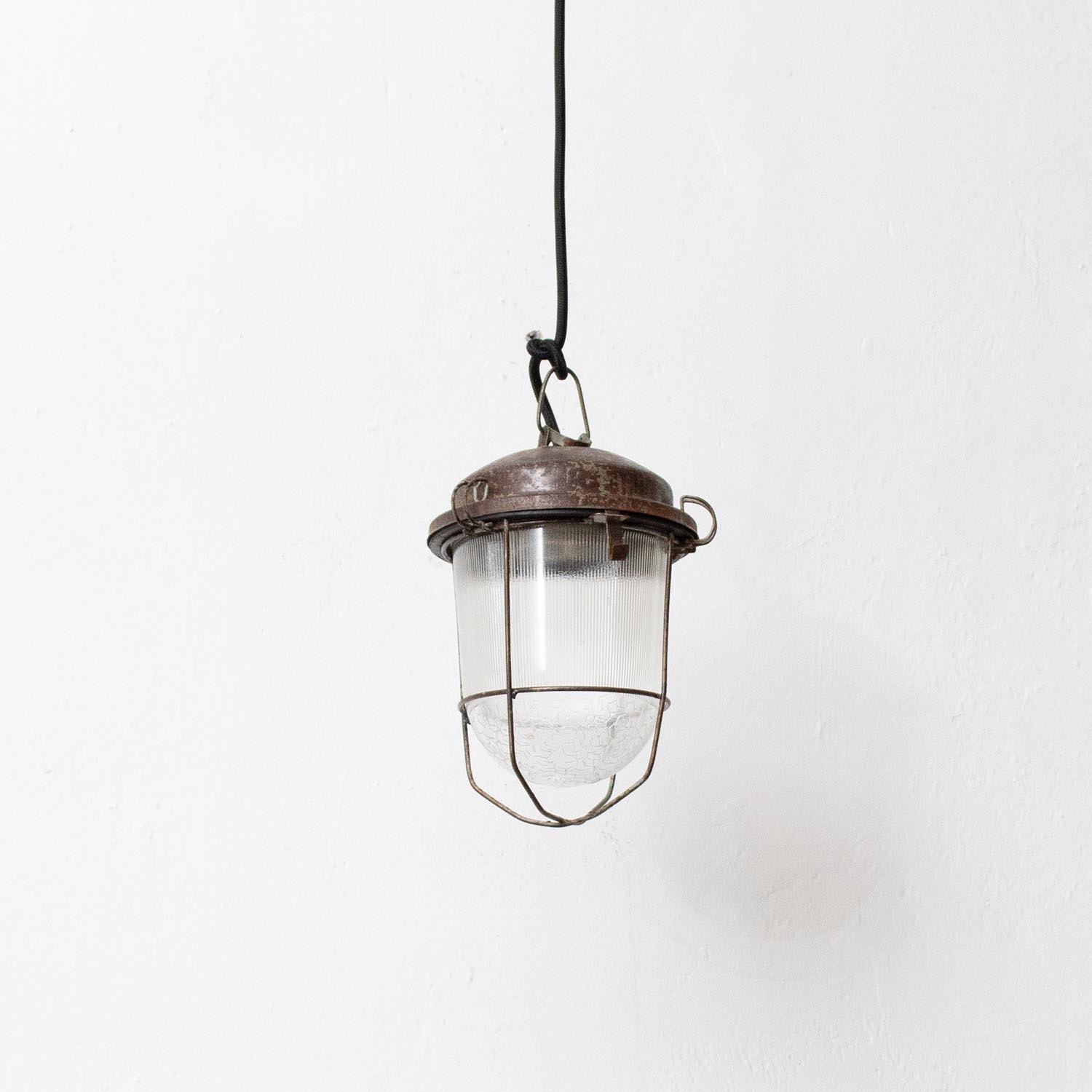 Vintage industrial Gitterlampe mit Schutzgitter Ø 16 cm
