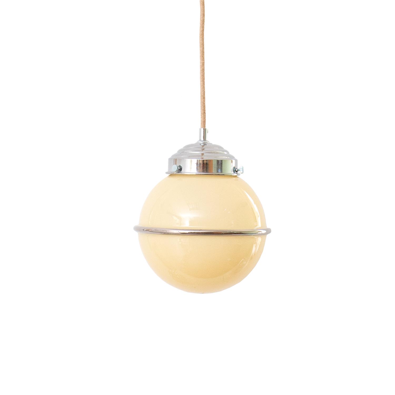 Vintage Creme Glas Hängelampe "Saturn" Ø 20 cm Vintage Creme Glas Hängelampe "Saturn" Ø 20 cm