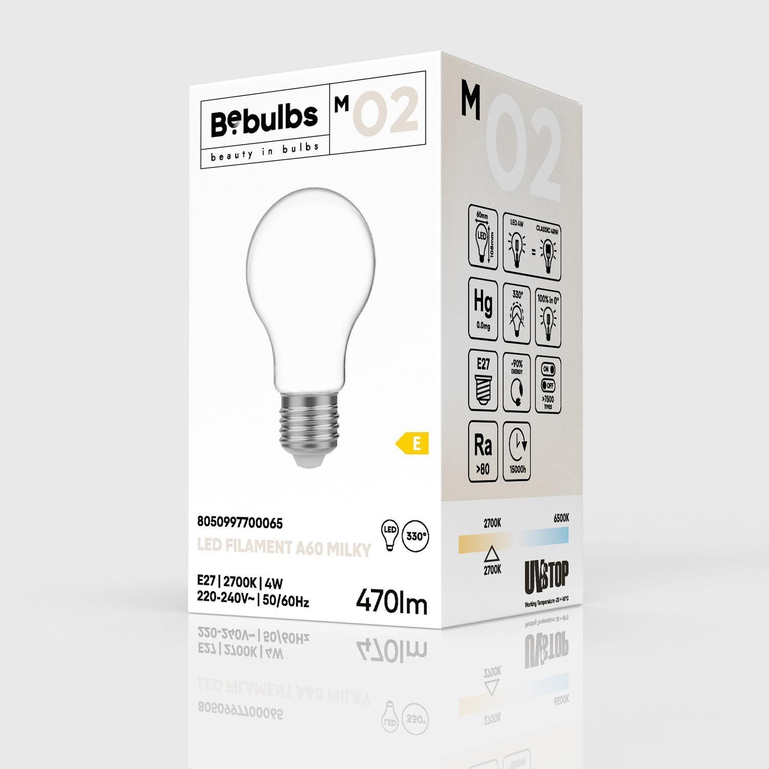 E27 LED Lampe Filament matt A60 4Watt  warm-weiß 470 lm