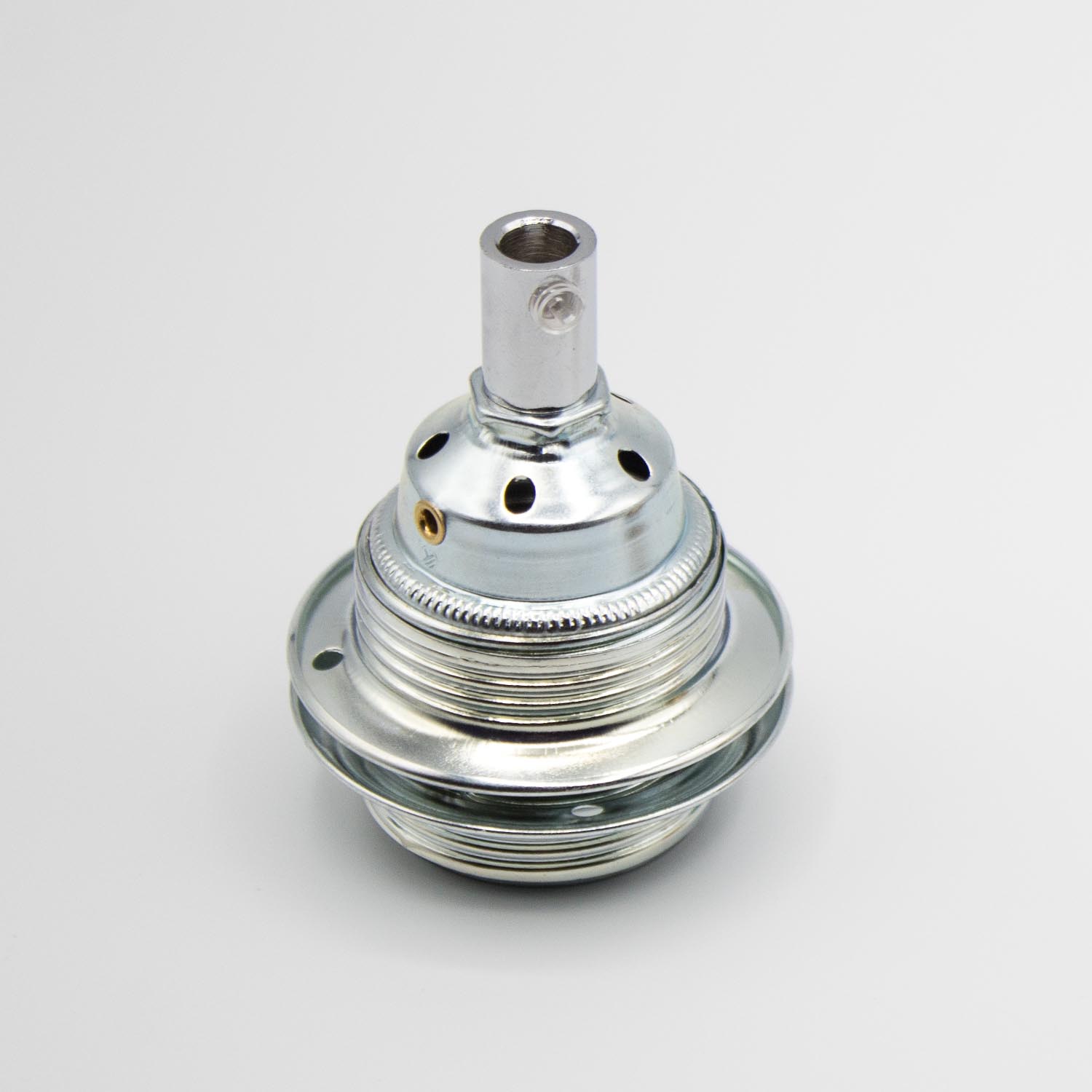 _0006_20210217_Klemmfassung_01 Fassung E27 Metall Klemmfassung mit Gewinderingen für Pendelleuchten Lampenbau - Lampenfassung