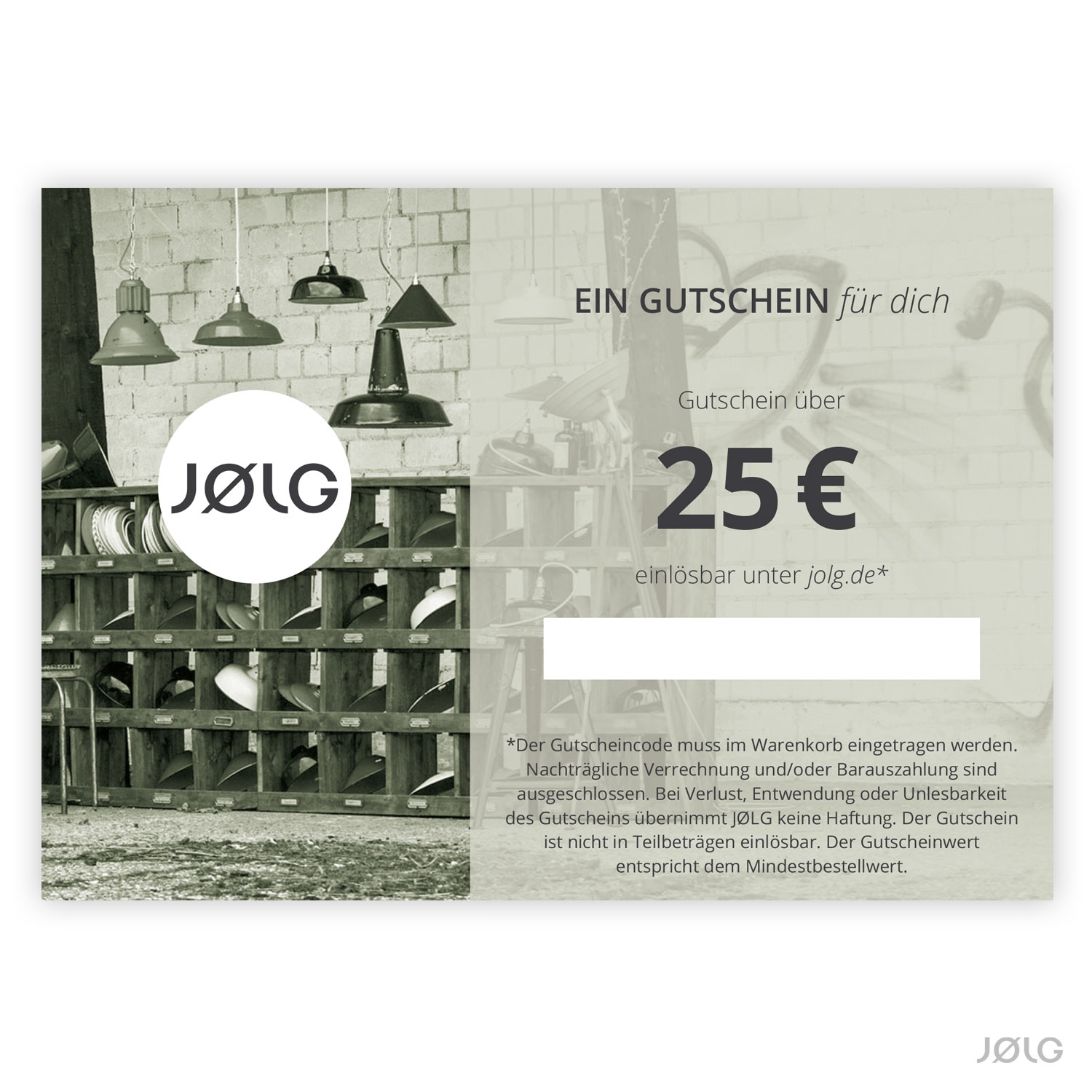 Gutschein_standard_25 JØLG Geschenkgutschein im Wert von 25 €