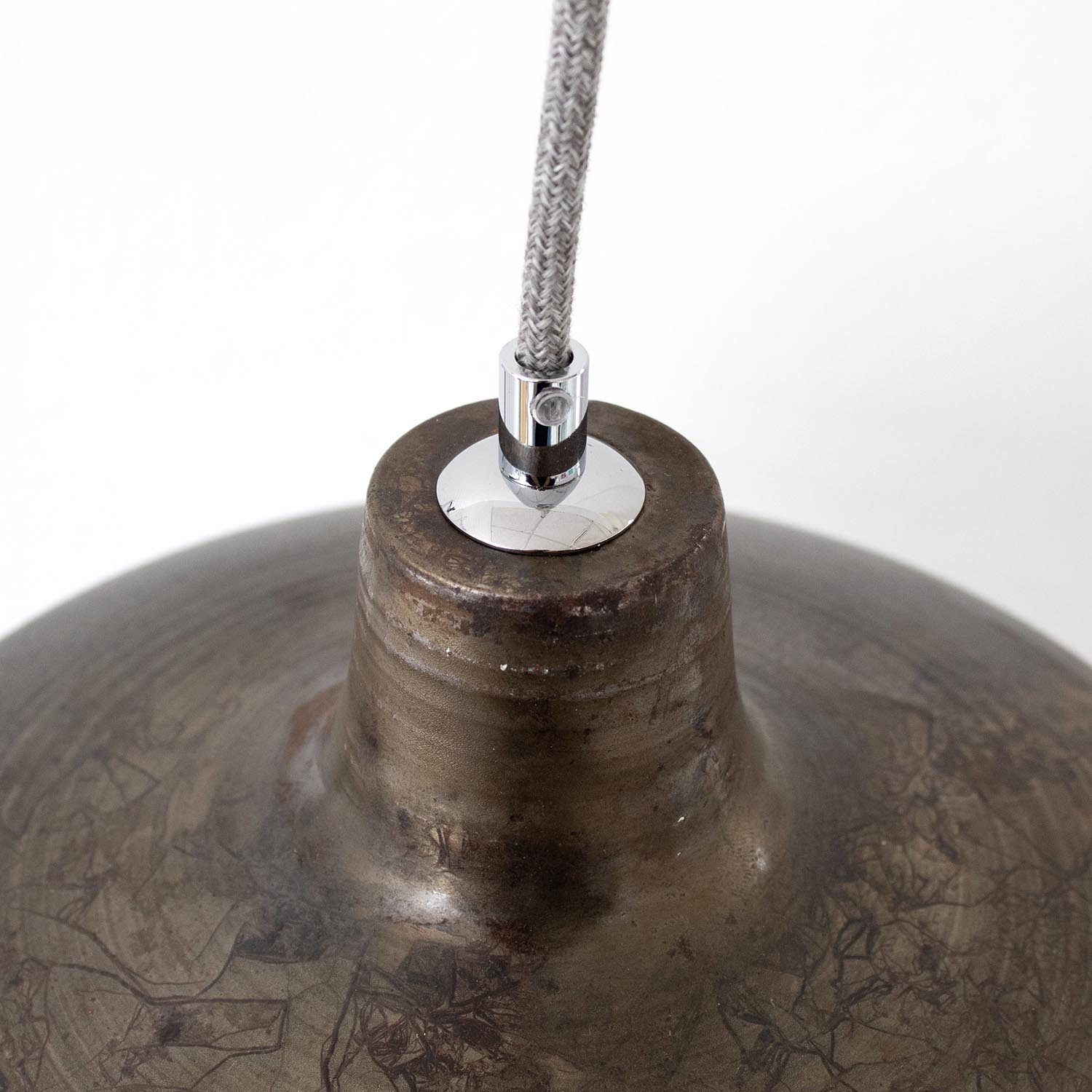 Metall graue Patina vintage Fabriklampe Roh-Stahl mit Farbresten Ø 31 cm