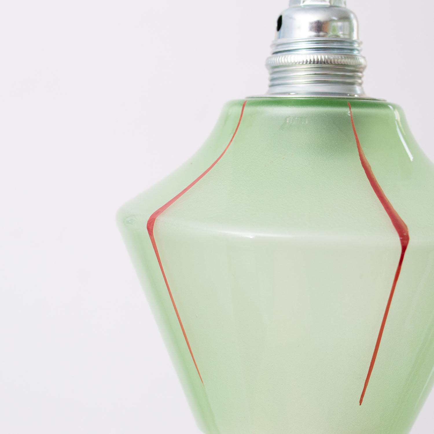 Vintage mini Glas Hängelampe Grün-Rot Art-Déco Ø 11 cm