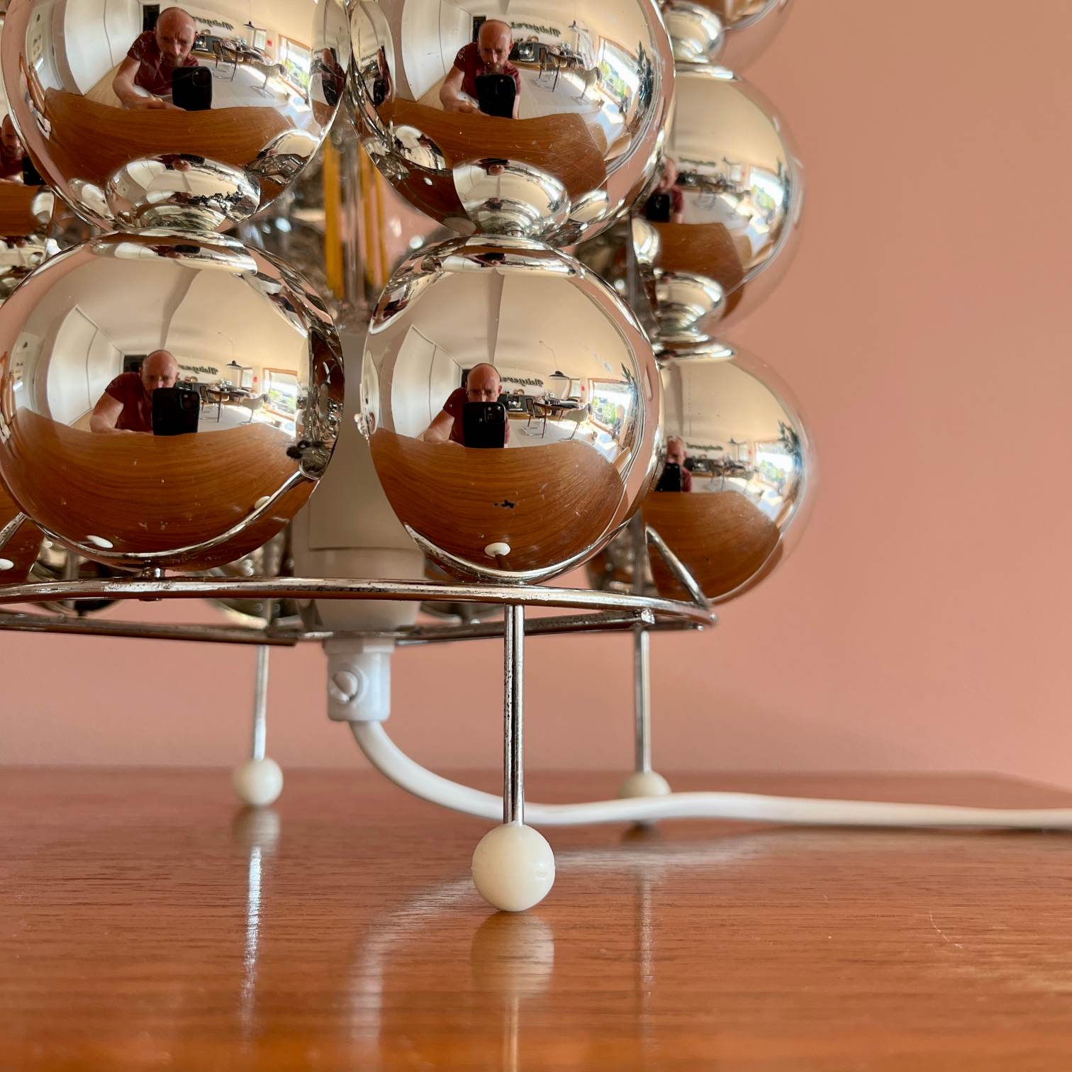 Vintage midcentury Tischlampe Space Age Chrom Halbkugel Sputnik 60s