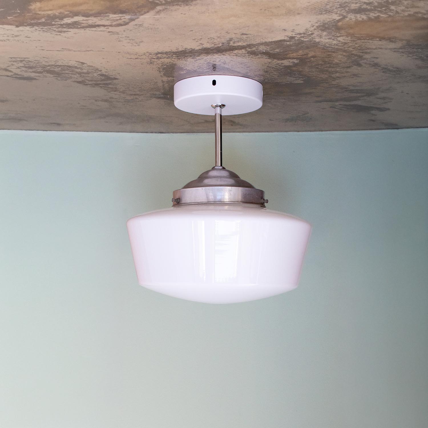 Alte Bauhaus Opalglas Deckenlampe 1930er Ø 24 cm