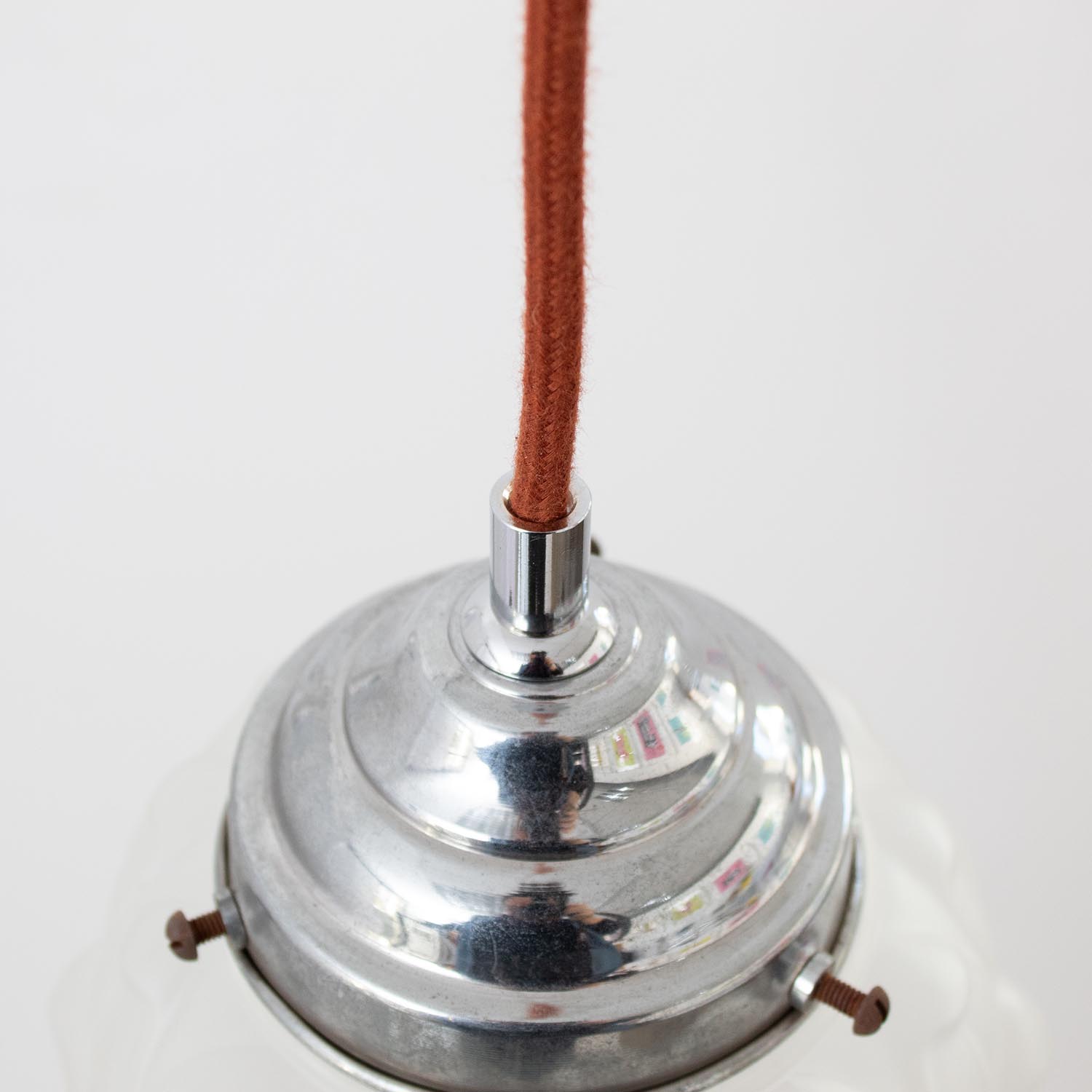 Vintage kleine Art-Déco Glas Hängelampe "Artischocke" satiniert Ø 15 cm