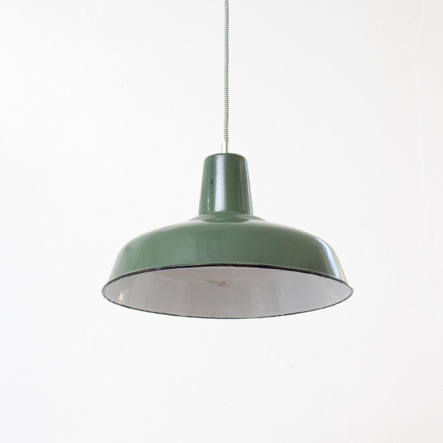 Vintage französische Grau-Grüne Industrielampe Ø 35 cm