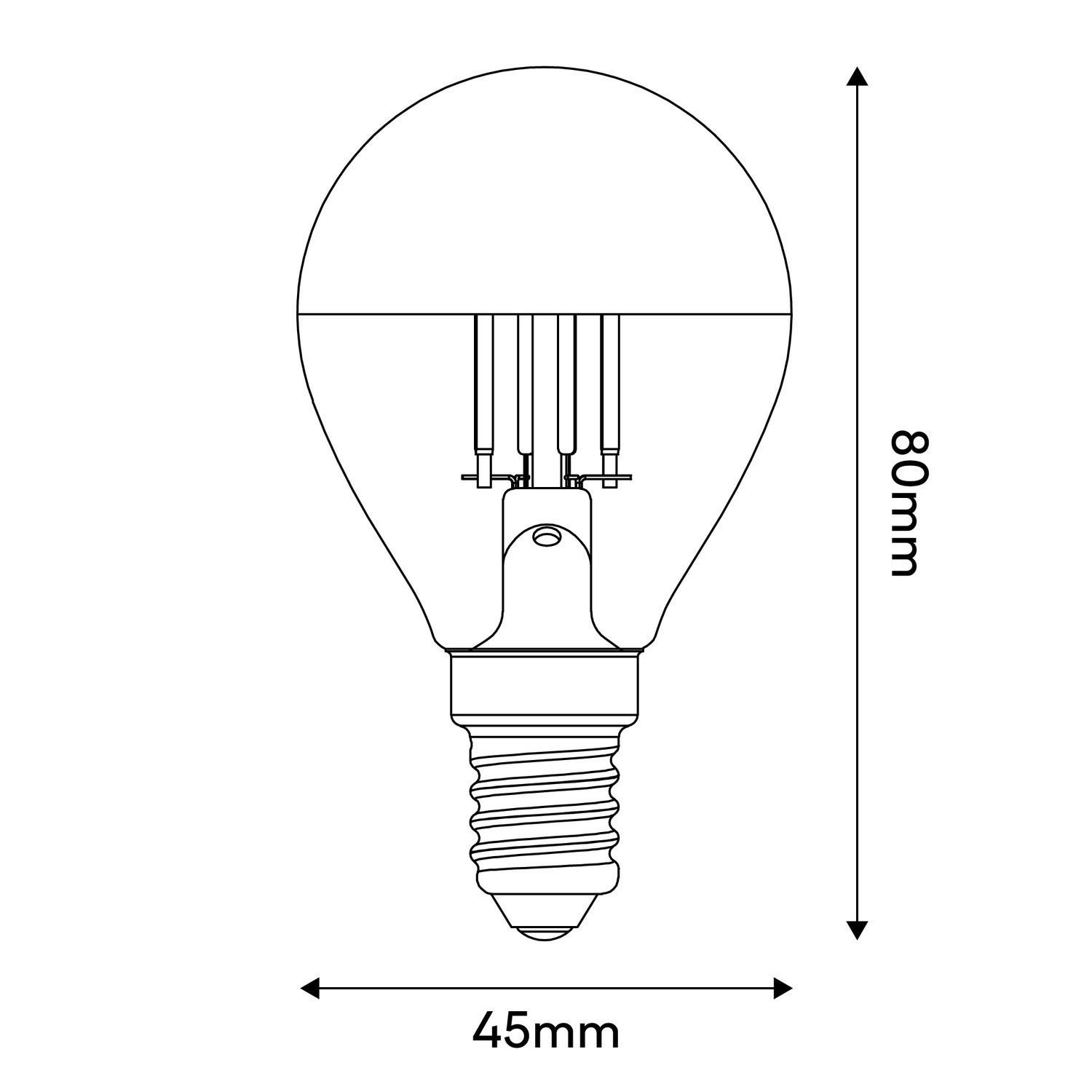 E14 Kopfverspiegelte LED-FILAMENT Kugel 4,5 W 380 lm Leuchtmittel