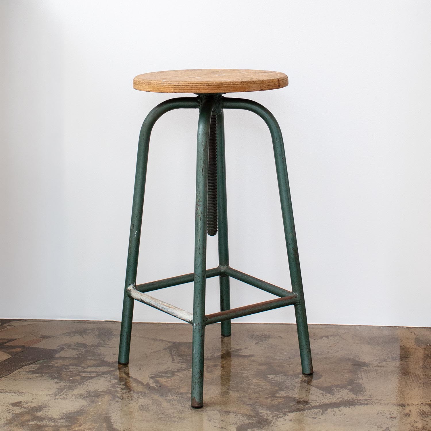 Vintage Holz Hocker Barhocker Industrial Höhenverstellbar
