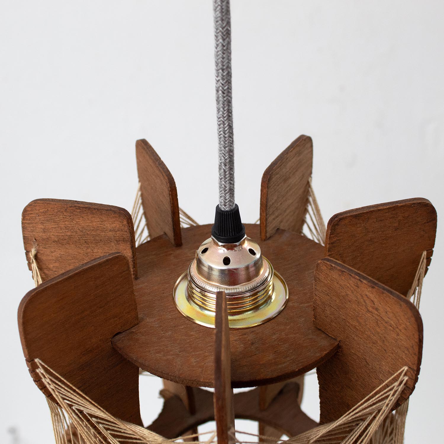 Vintage BOHO midcentury Fadenlampe aus Frankreich Ø 21 cm