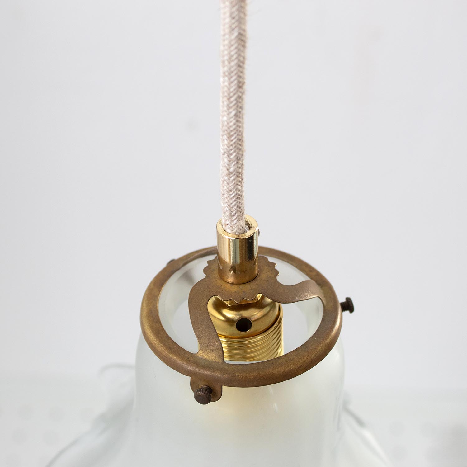 Altes kleines verspieltes französisches Glas Hängelämpchen Ø 17 cm