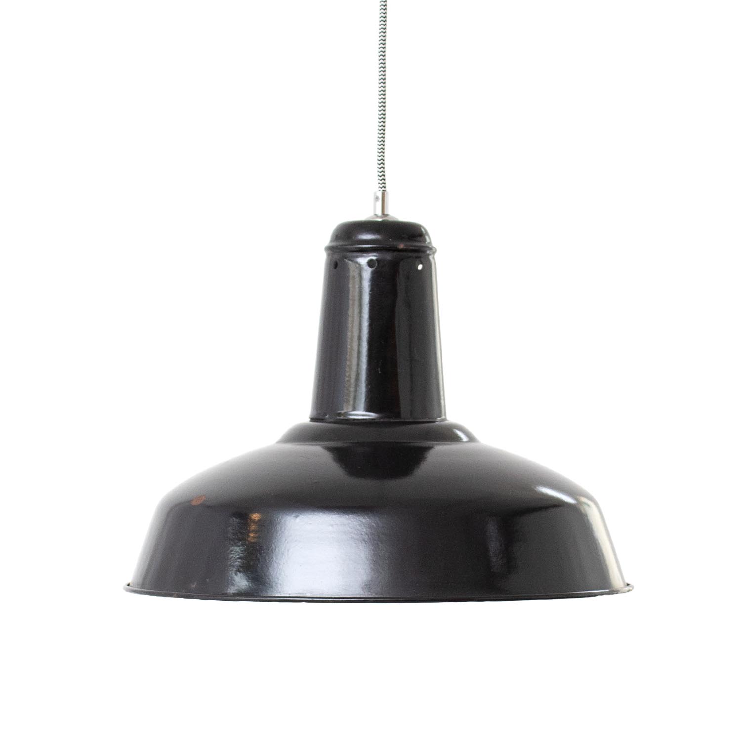 Alte schwarze Industrielampe aus Lyon Frankreich Ø 40 cm