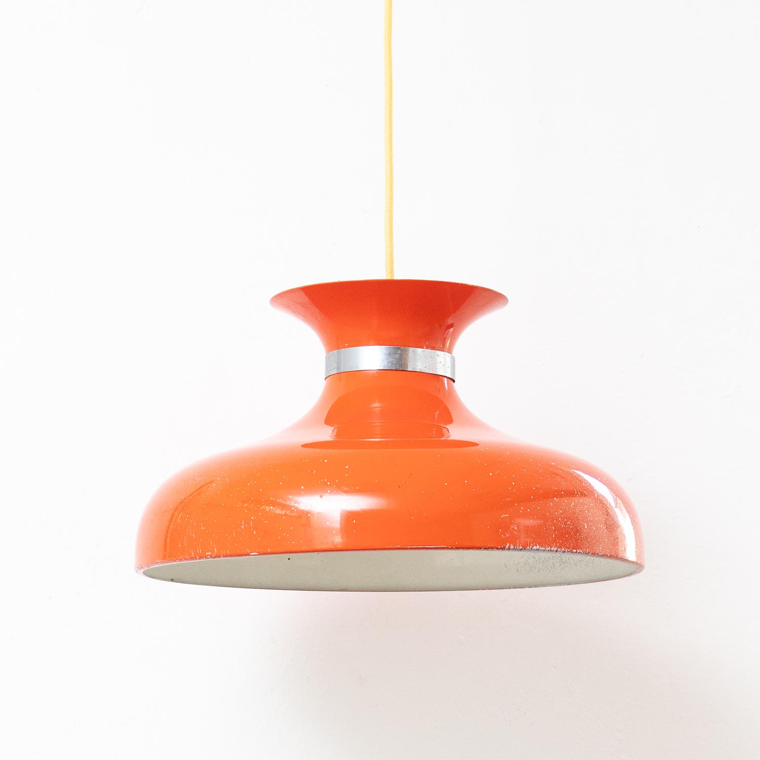 Vintage 70er Jahre Hängelampe Orange – Mid-Century Retro Pendelleuchte ø 42 cm