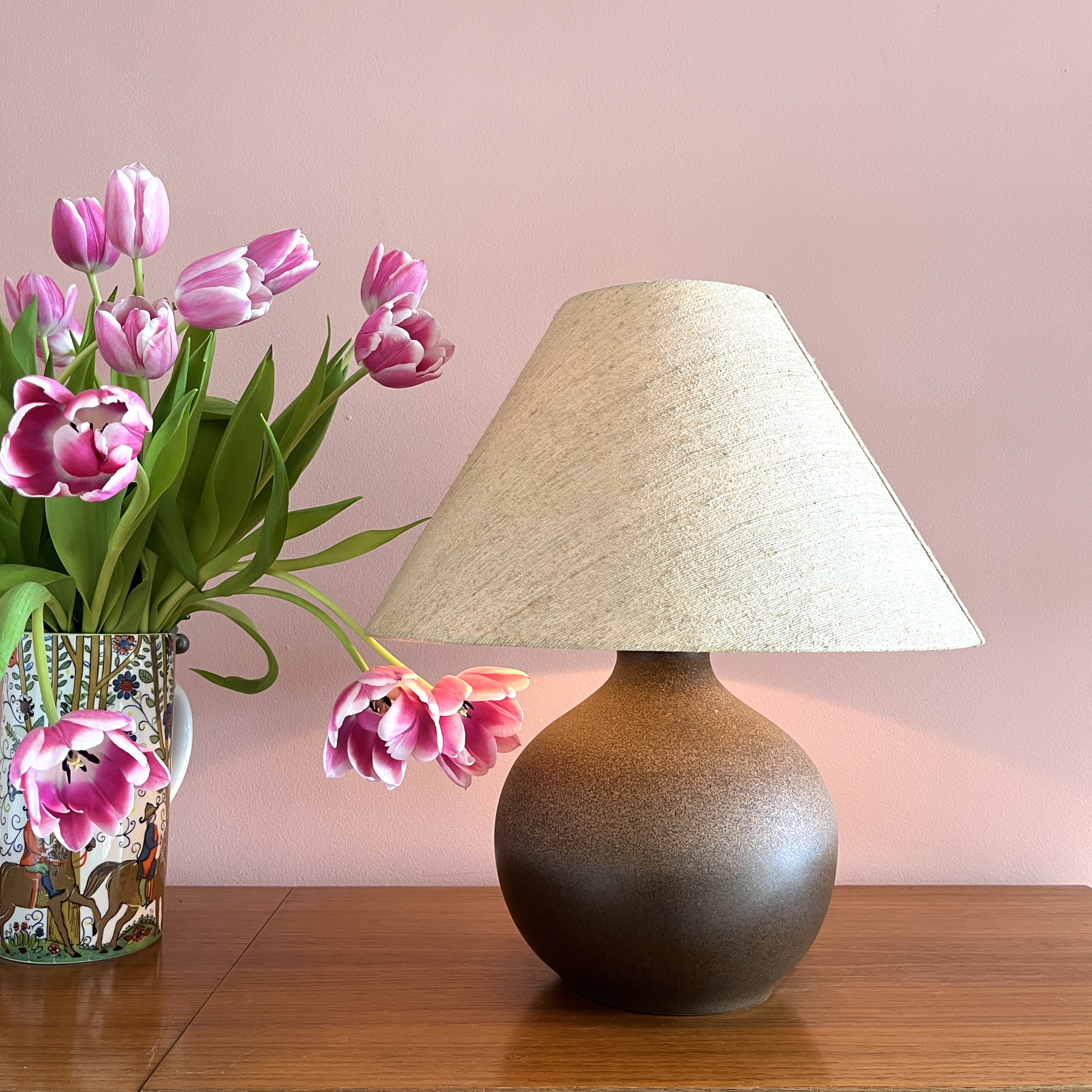 Midcentury Tischlampe Keramiksockel "Silberdistel Type 910-983" Tischlampe