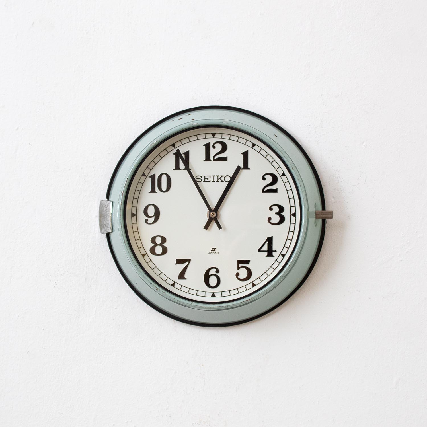 Vintage "SEIKO" Schiffsuhr Ø 22 cm Pastellblau Uhr Küchenuhr