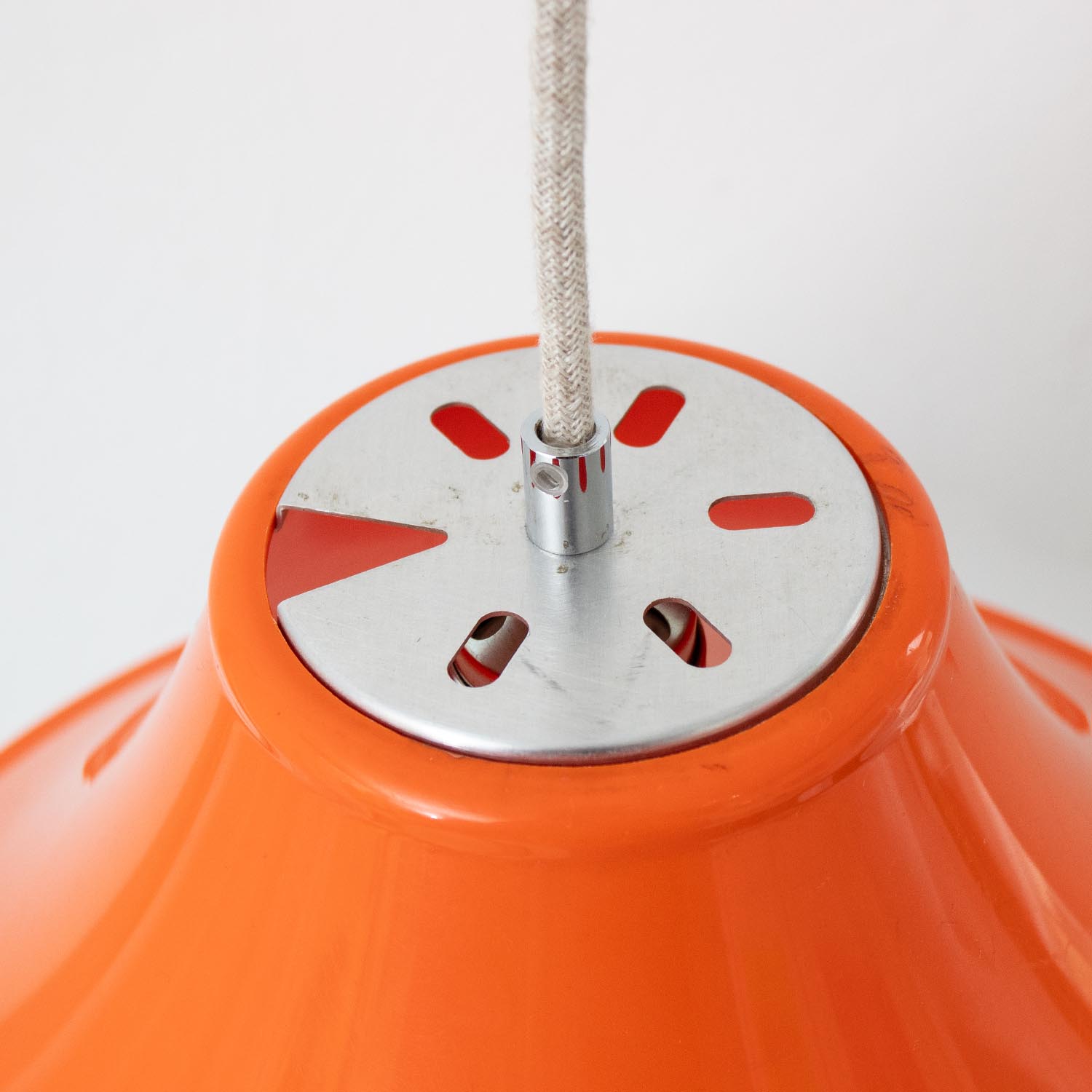 Vintage orange Retro Hängelampe Ø 34 cm getreppt